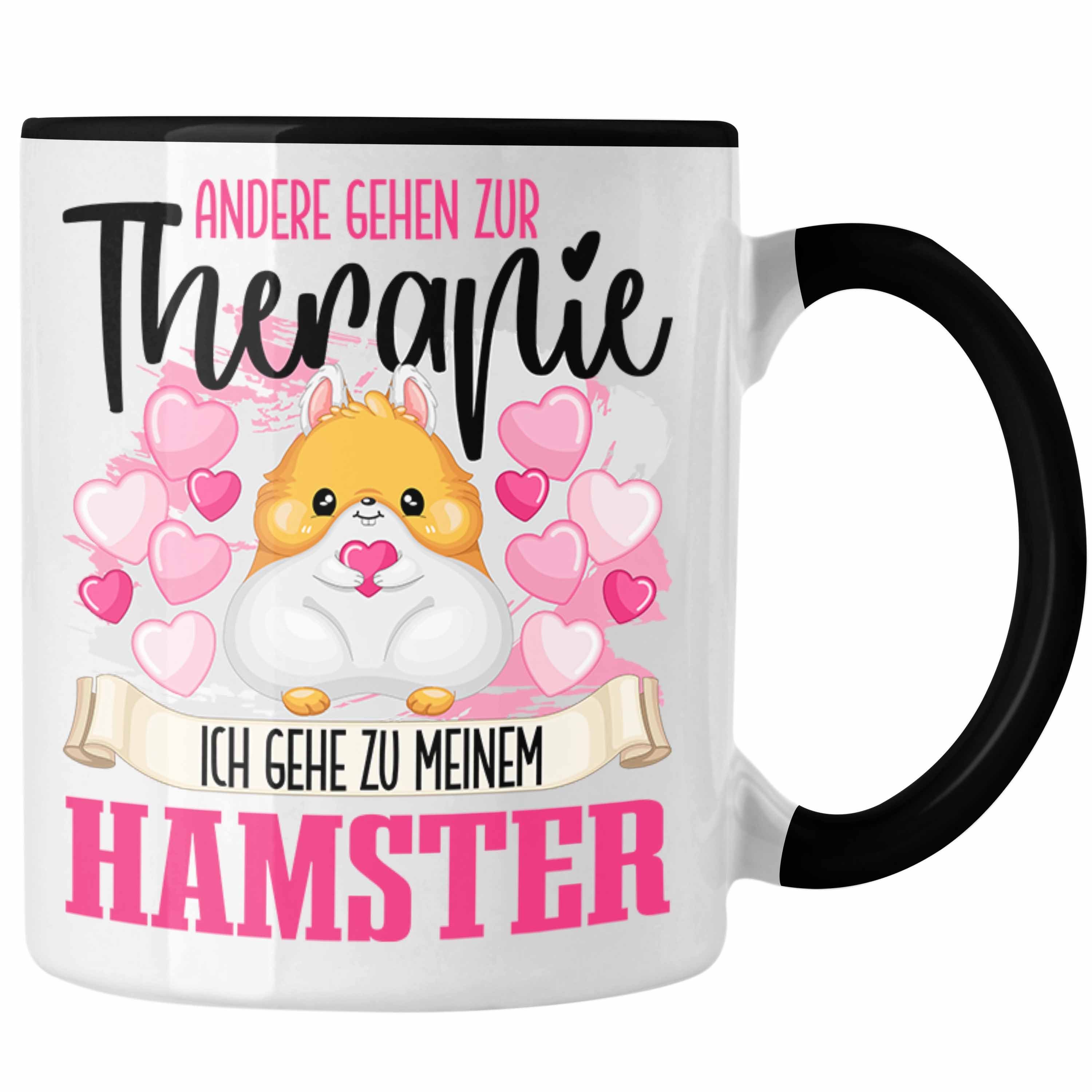 Trendation Tasse Trendation - Hamster Tasse Geschenk für Hamster Besitzerin Therapie Lu Schwarz