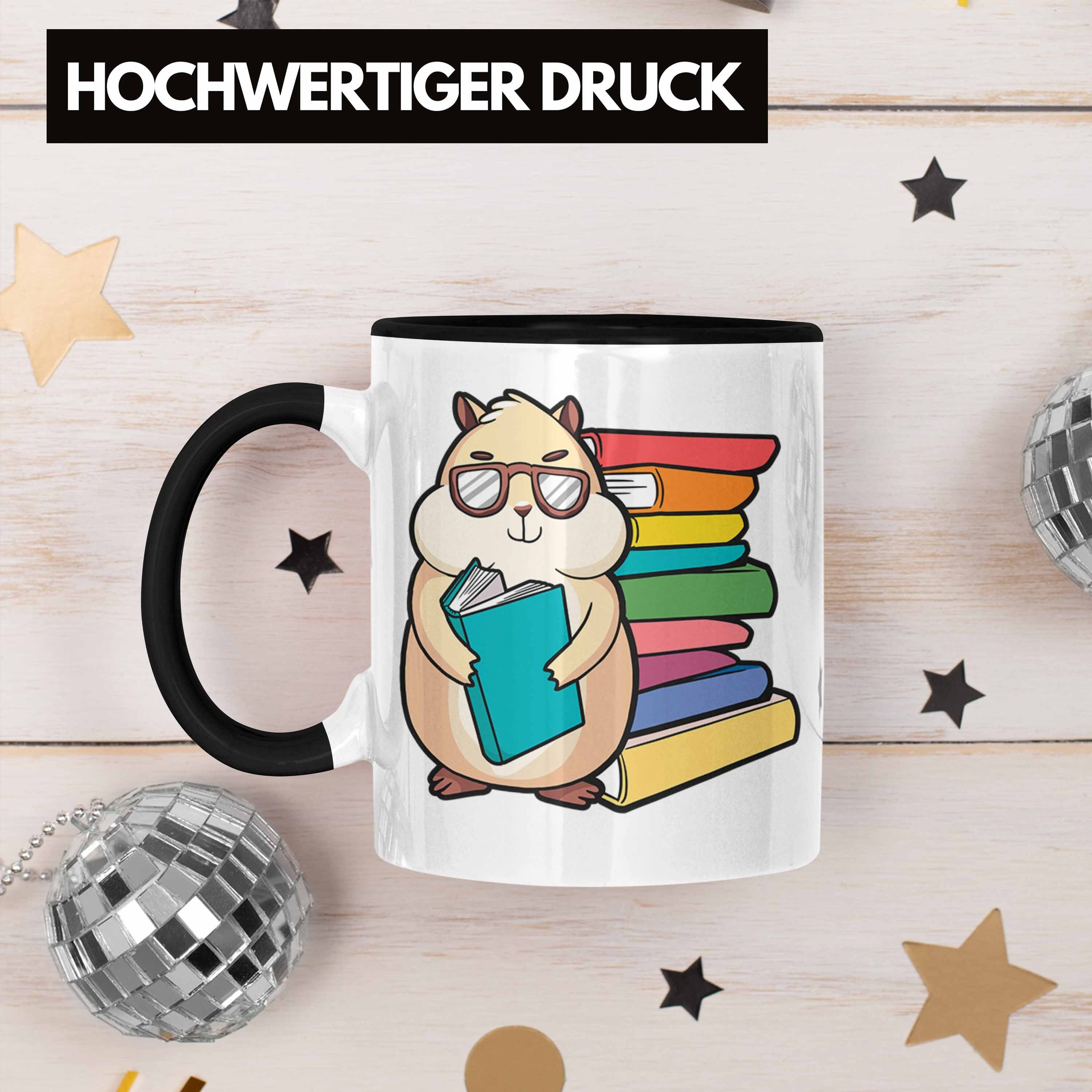 Bücher Tasse Trendation Tasse Les Hamster Leseratte Lesen Schwarz Grafik Geschenk Geschenkidee