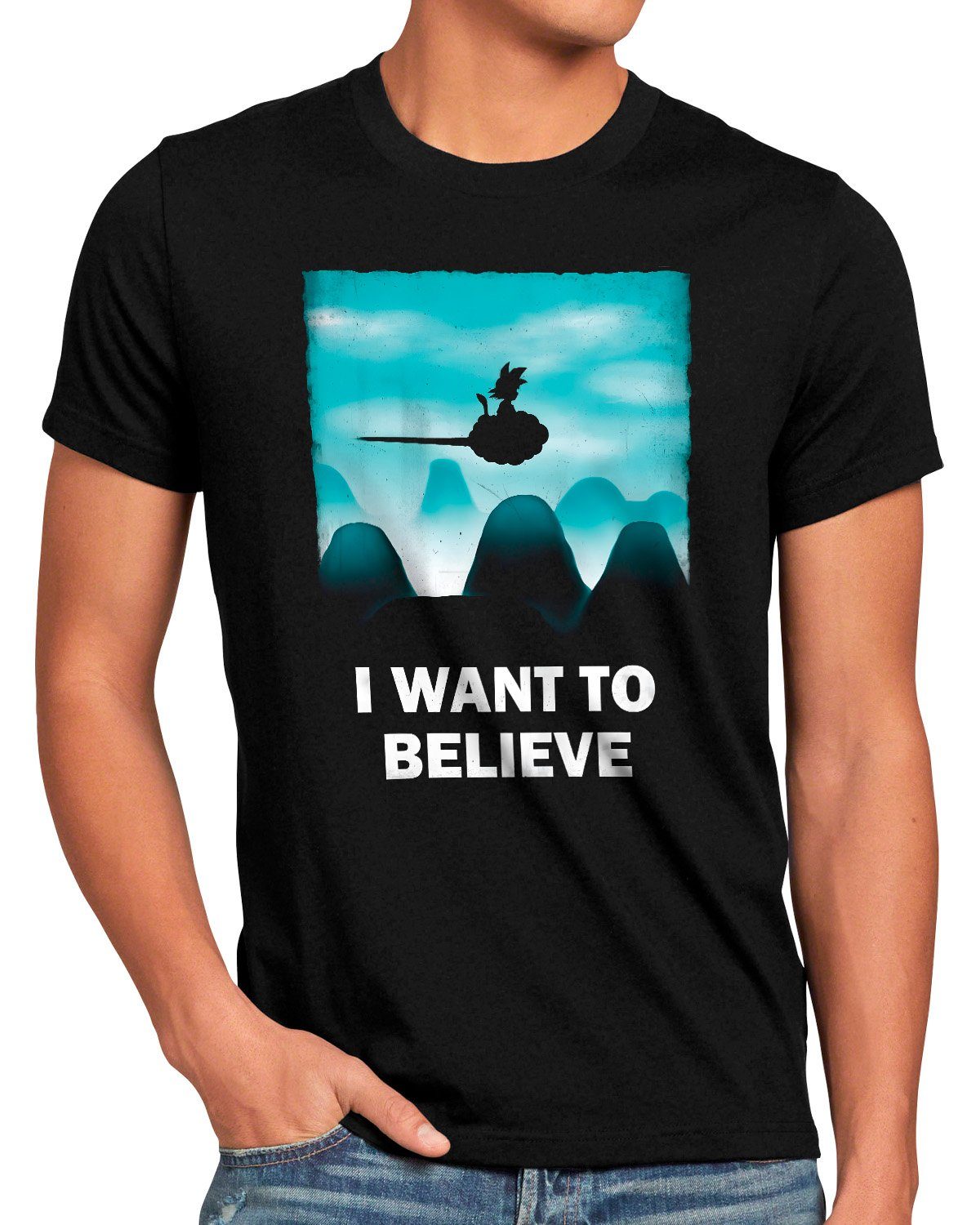 style3 Print-Shirt Herren T-Shirt I Want To Believe DB super dragonball z gt songoku breakers the kakarot