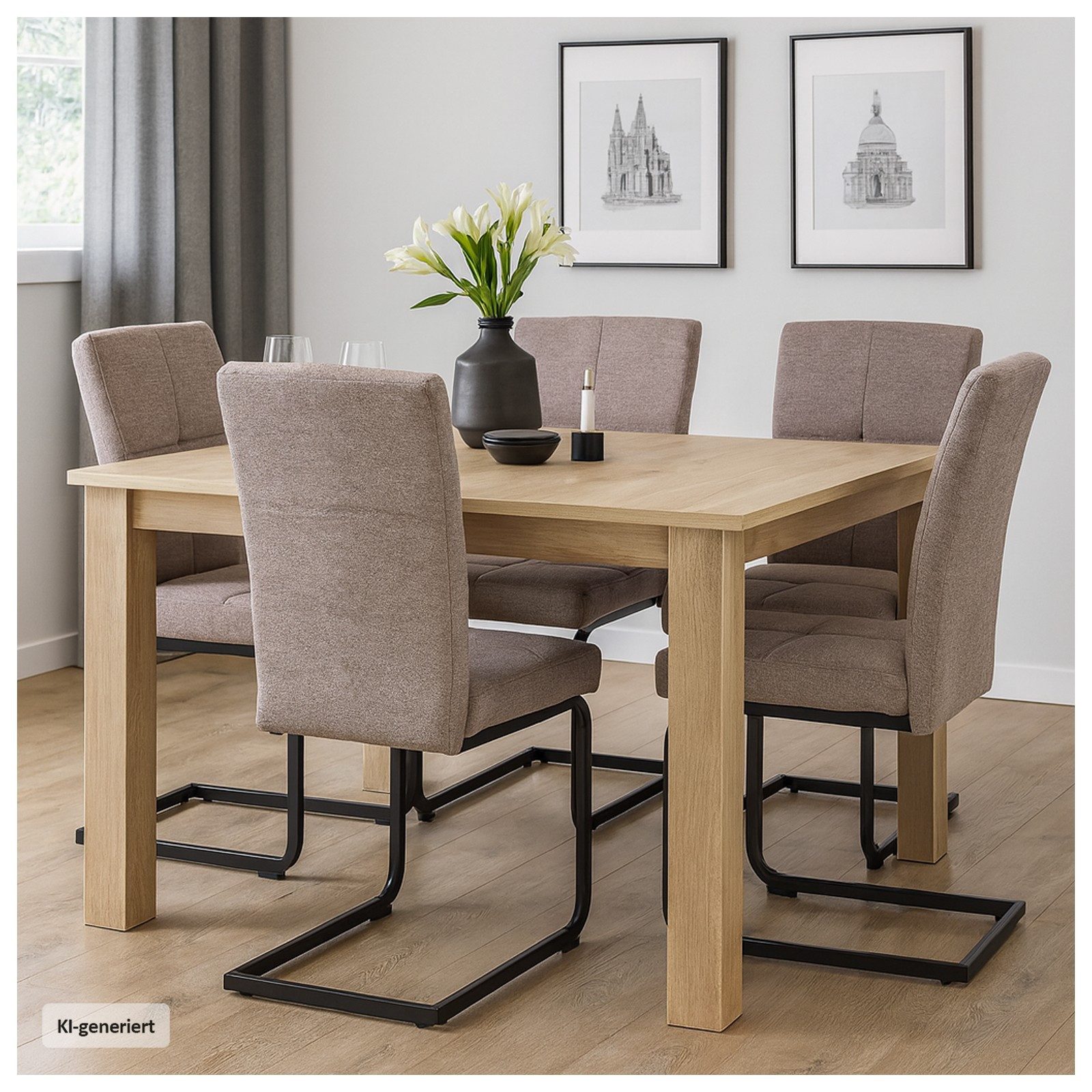 HTI-Living Freischwinger Esszimmerstuhl Kinsey Braun 4er-Set (Set), Freischwinger Schwingstuhl
