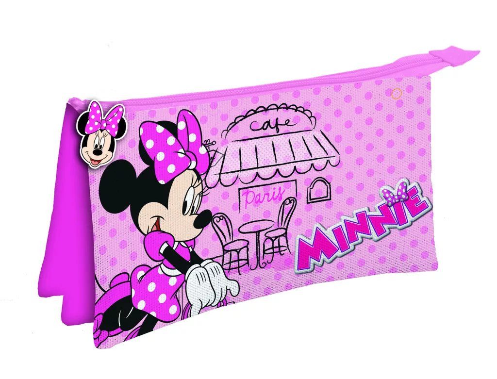 Disney Federmäppchen Disney Minnie Mouse Federmäppchen mit 3 Fächern Paris Edition, 22 cm