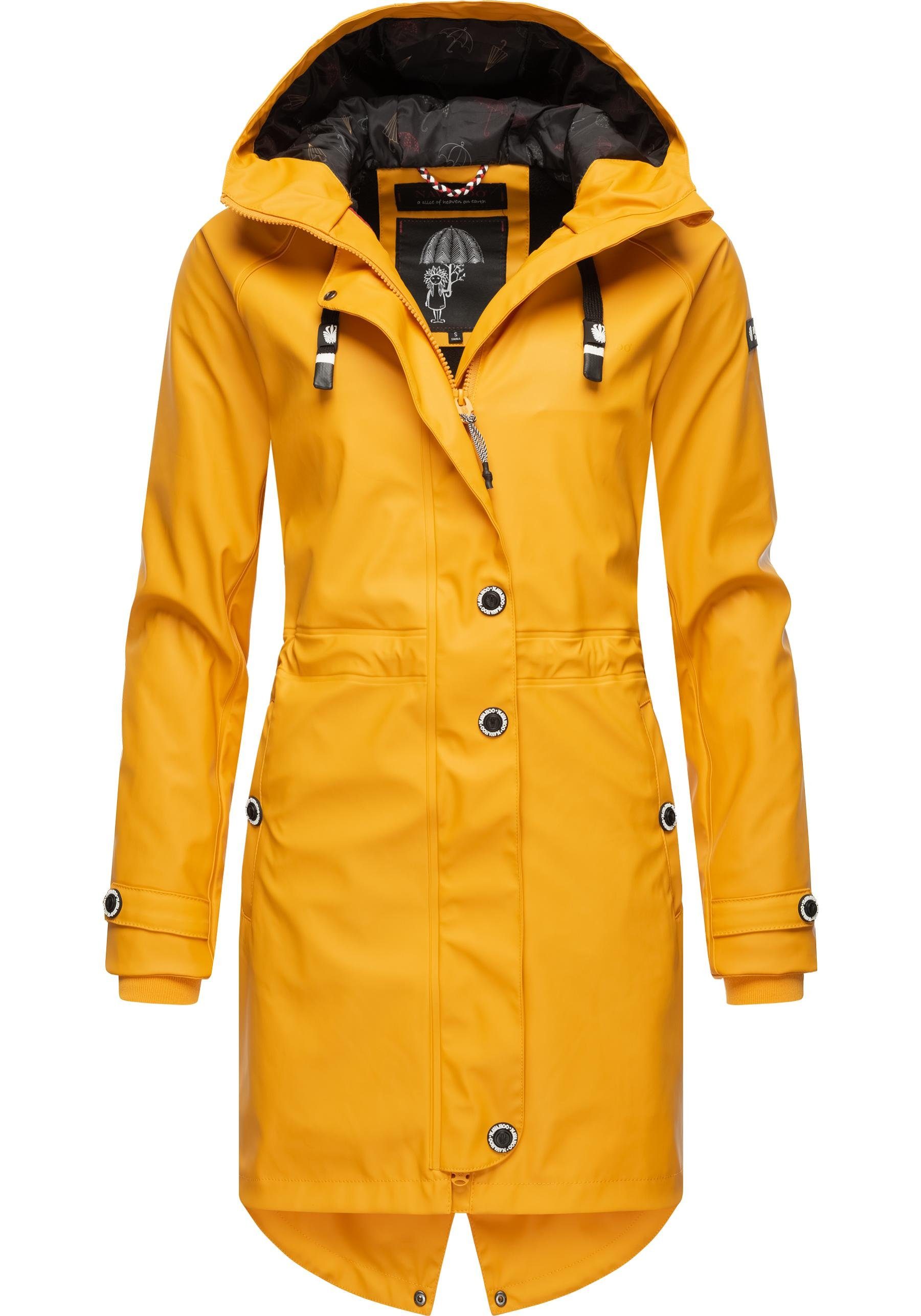 mit Navahoo Kapuze Rainy gelb Damen modischer Regenjacke Regenmantel Flower