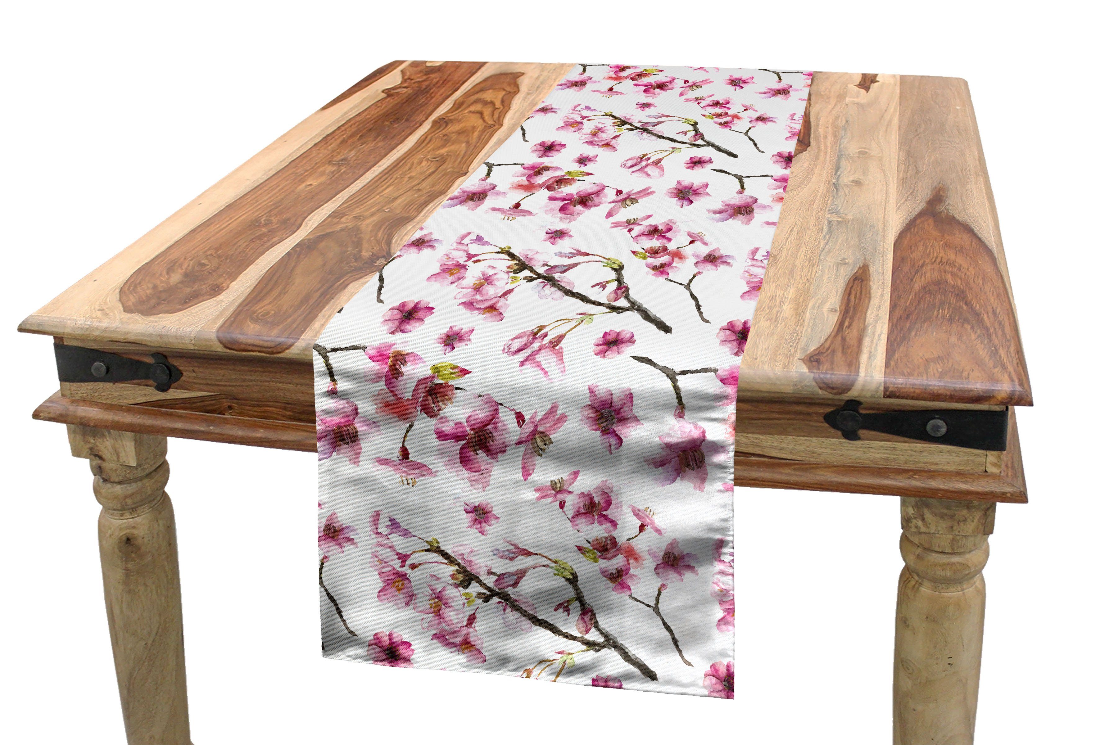 Abakuhaus Tischläufer Esszimmer Küche Rechteckiger Dekorativer Tischläufer, Kirschblüte Sakura-Zweig