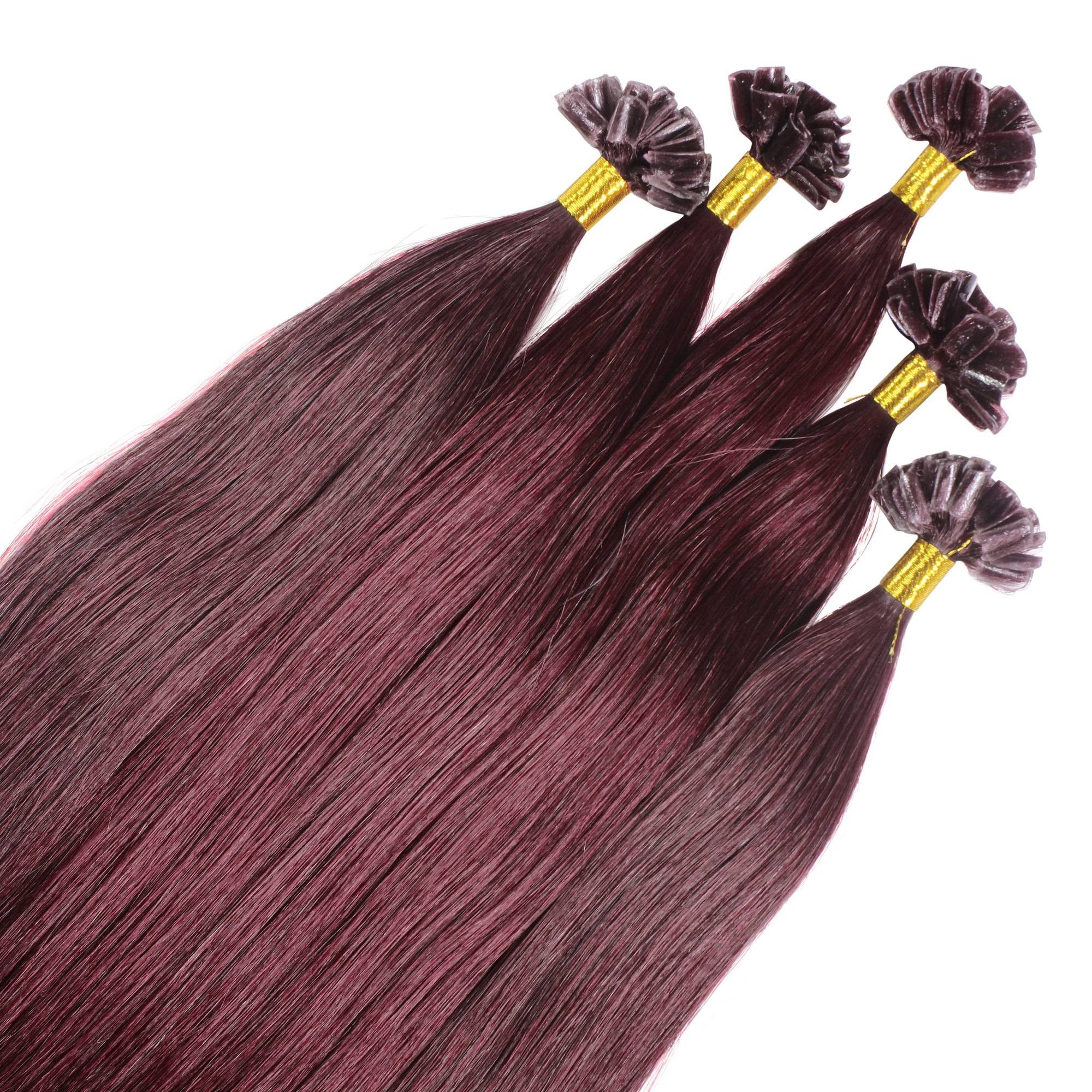 hair2heart Echthaar-Extension Premium Bonding Extensions #55/66 Hellbraun Violett 50cm