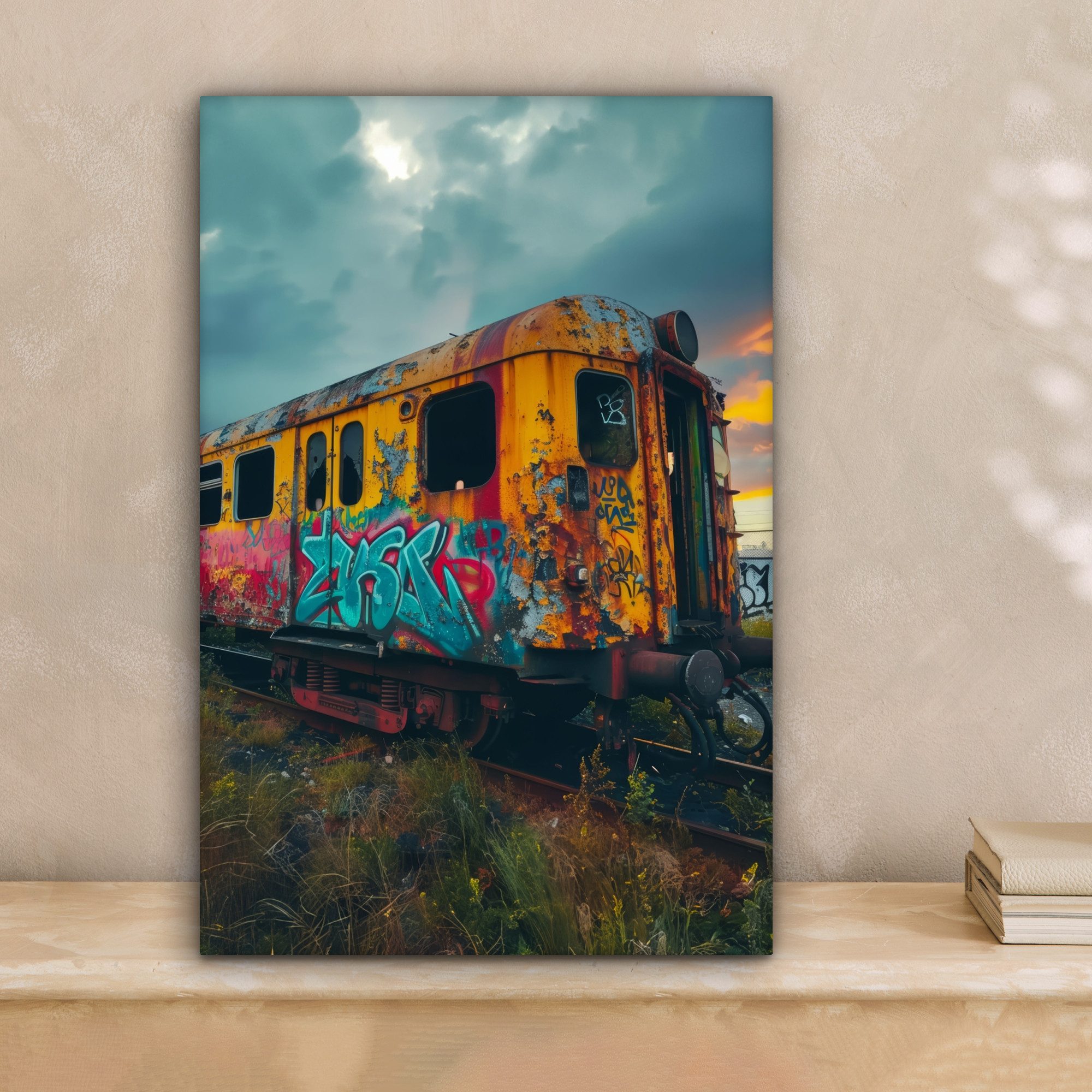 OneMillionCanvasses® Leinwandbild Graffiti - Verlassener Zug - Straßenkunst günstig online kaufen