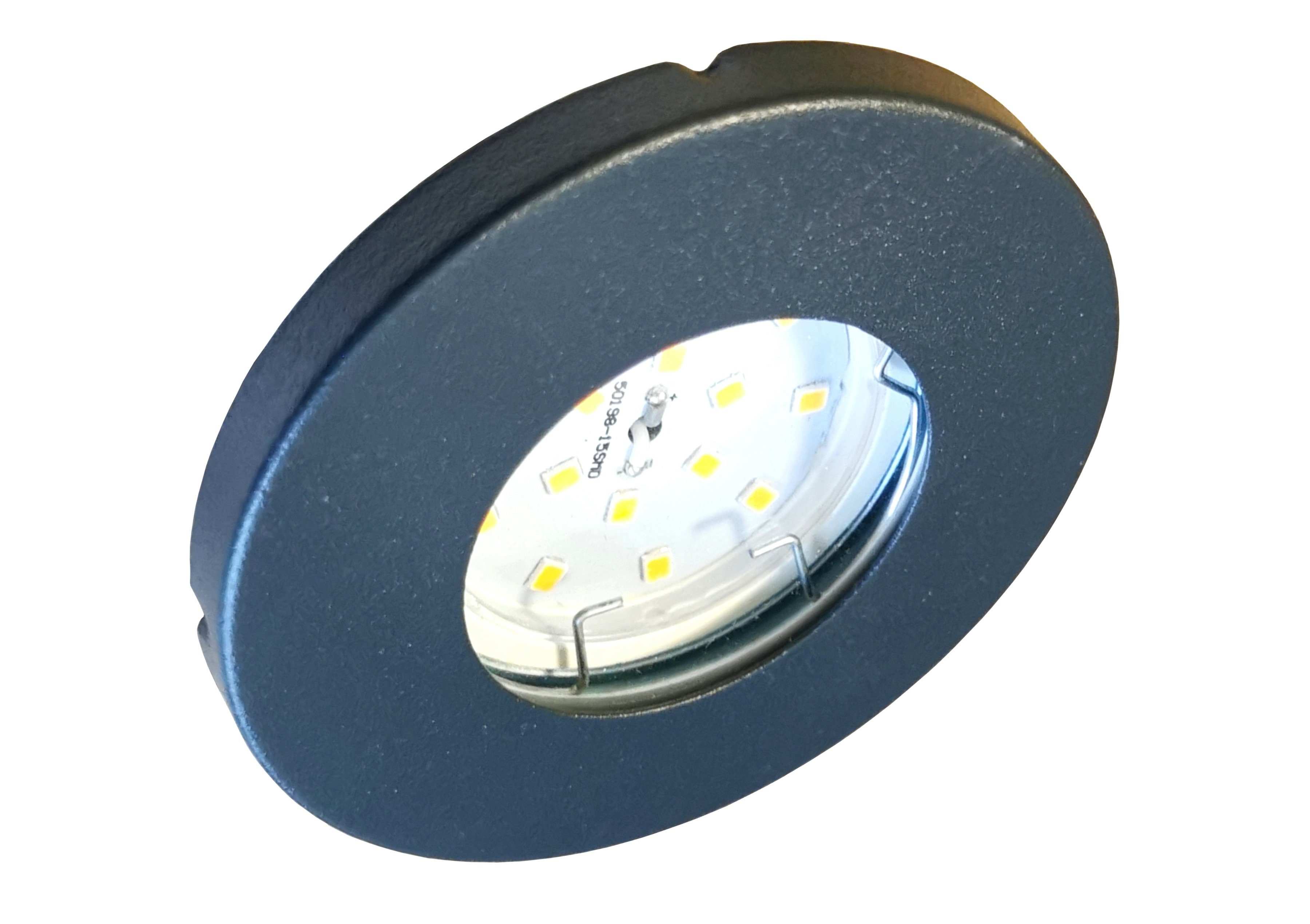 TRANGO LED Einbauleuchte, Dimmfunktion, 3er Set IP65 LED Einbaustrahler 6729IP65-031MOSD in Anthrazit matt inkl. 3x 5 Watt 3-Stufen dimmbar 3000K warmweiß Ultra Flach LED Modul Dusche, Bad, Deckenstrahler, Deckenlampe