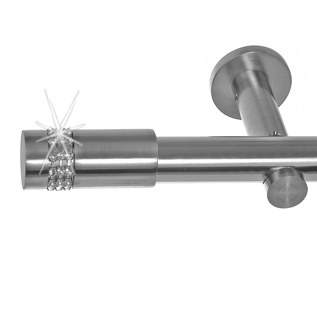 BASIT Gardinenstange Edelstahloptik 20mm mit Wandträgern 120 cm E38, Ø 20 m günstig online kaufen