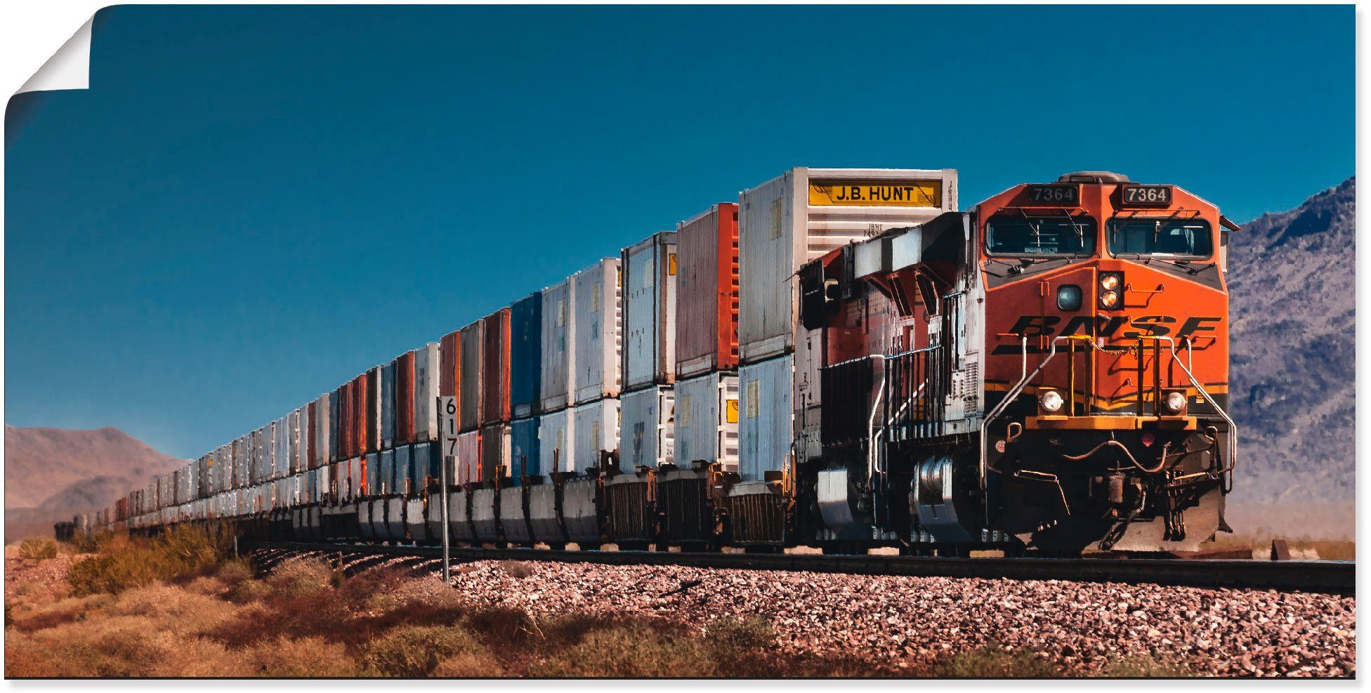 Poster Alubild, versch. oder BNSF Wandaufkleber Züge Wandbild Leinwandbild, St), als Größen Kalifornien, (1 in Artland Güterzug