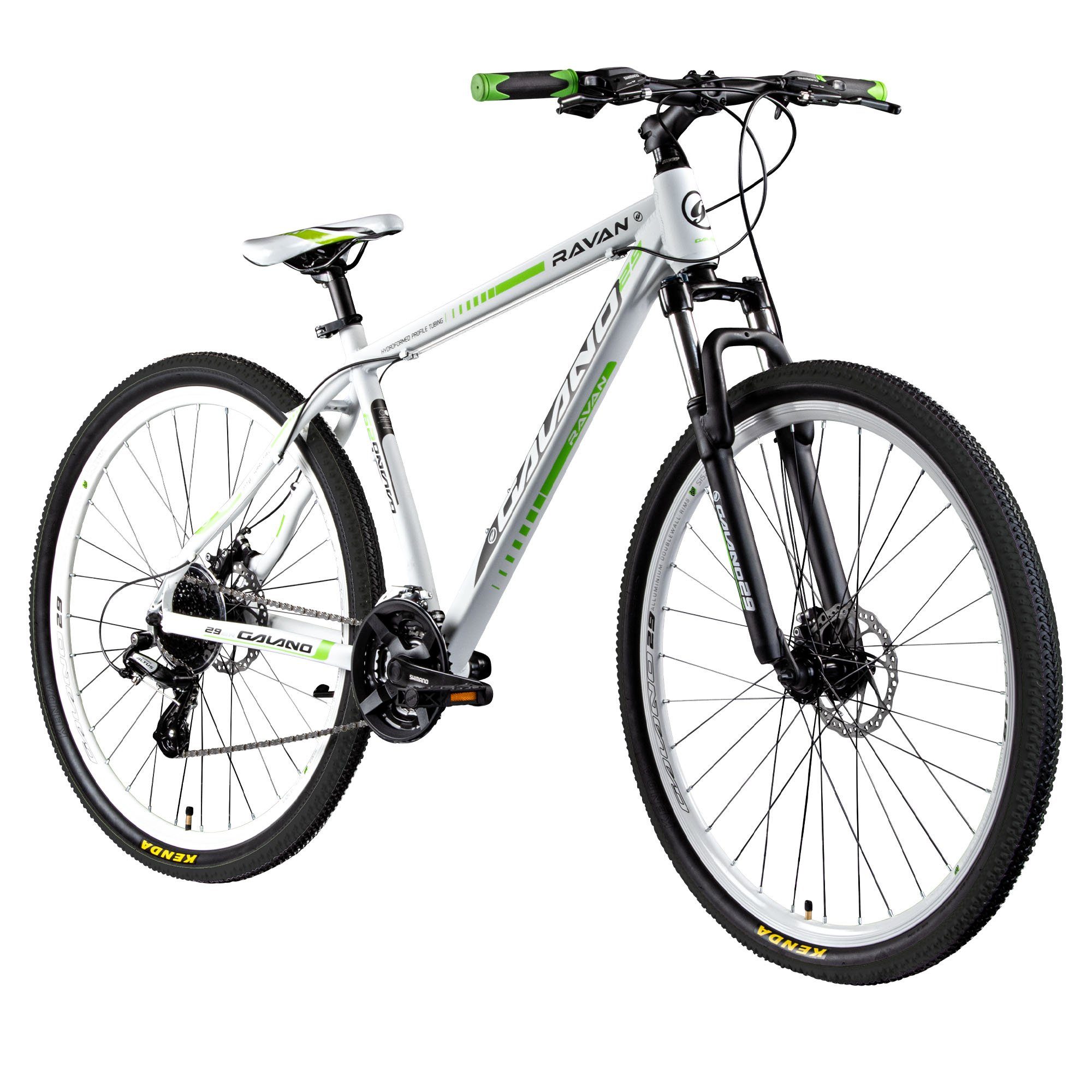 Galano Mountainbike Ravan, 24 Gang, Kettenschaltung, Mountainbike 29 Zoll Hardtail 175 - 190 cm für Damen und Herren MTB weiß/grün