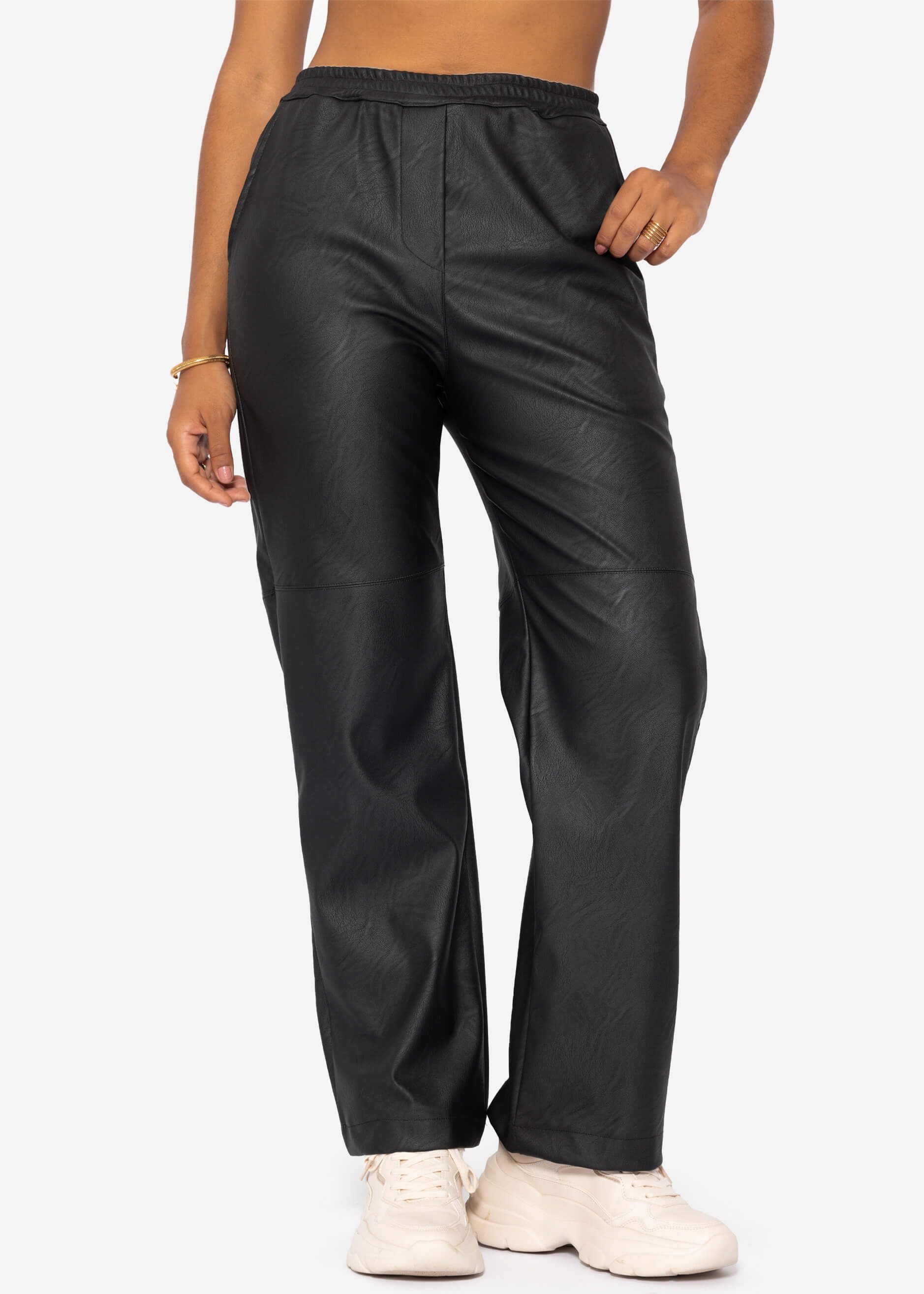 SASSYCLASSY Stoffhose Damen Hose aus Kunstleder günstig online kaufen