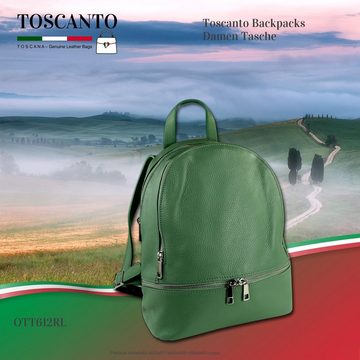 Toscanto Cityrucksack Toscanto Damen Cityrucksack Leder Tasche (Cityrucksack), Damen Cityrucksack Leder, hellgrün, Größe ca. 32cm