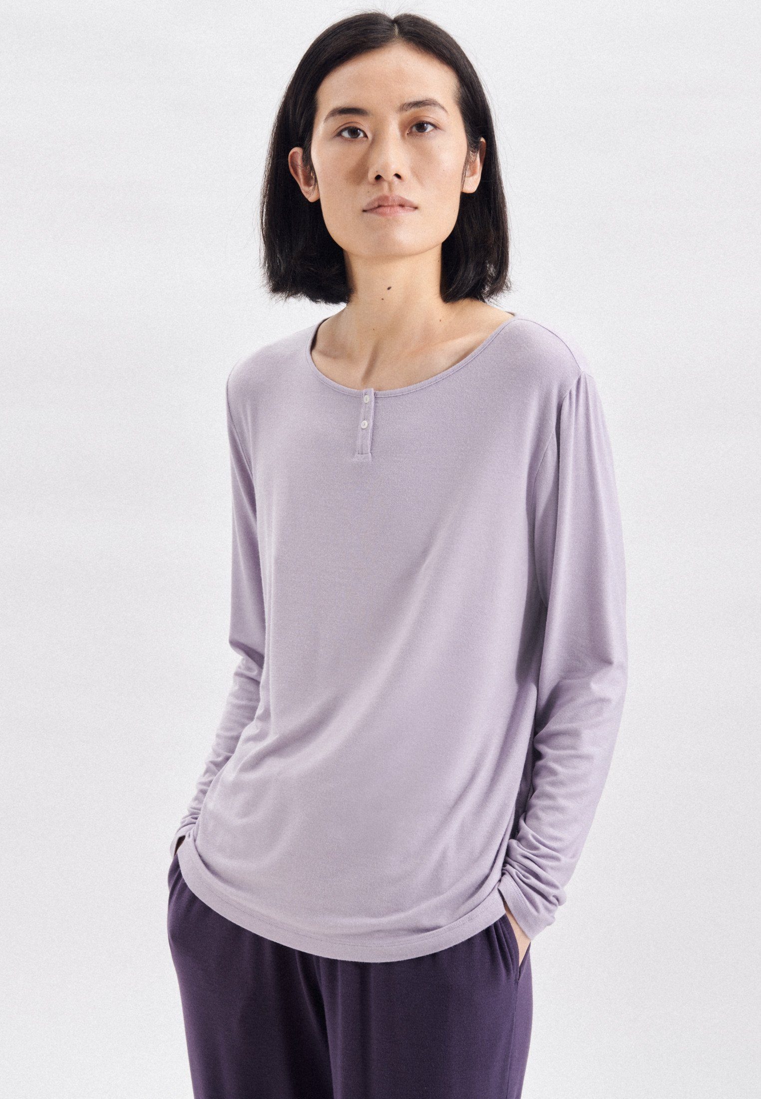 seidensticker Langarmshirt Schwarze Rose Langarm Henley Uni