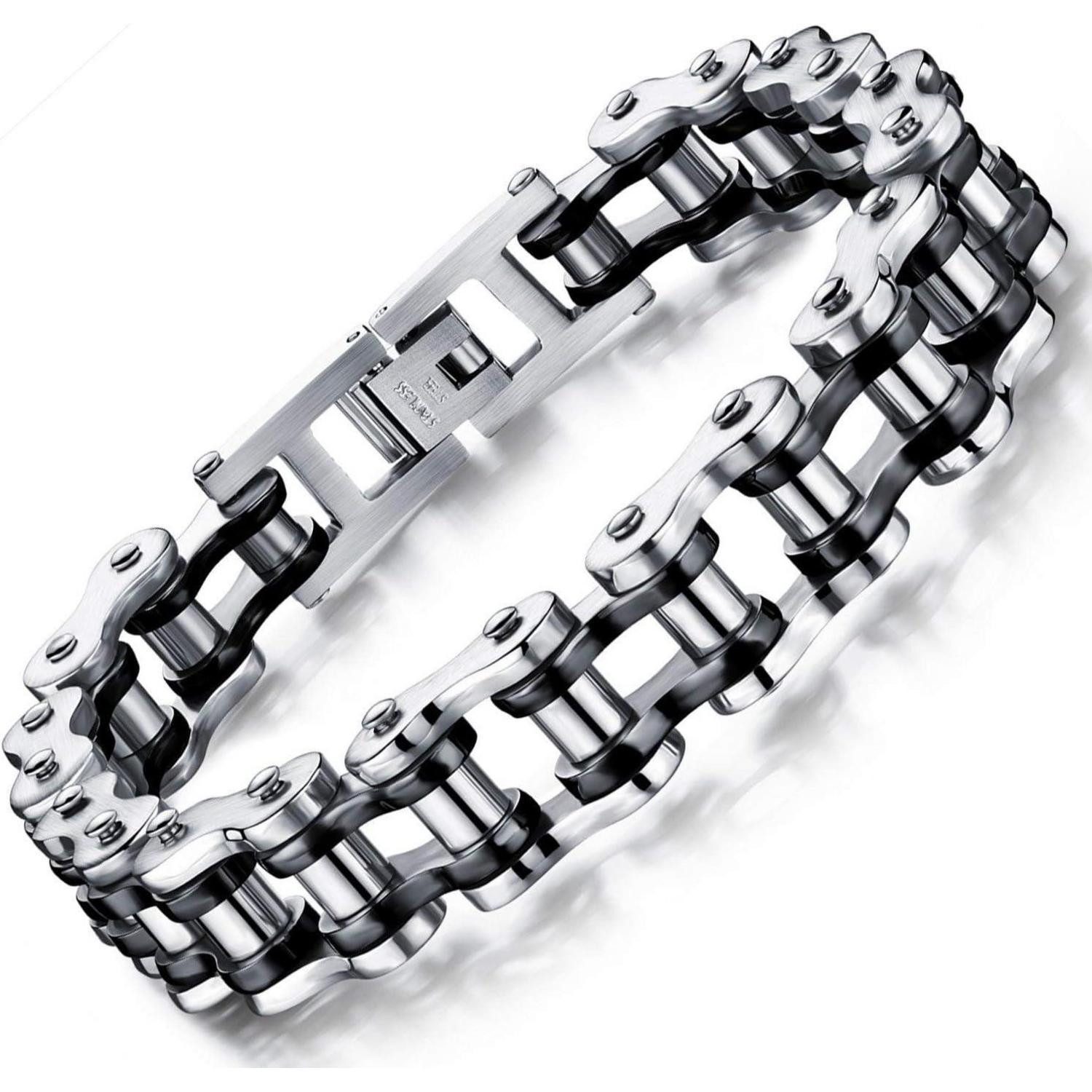 LuxusKollektion Gliederarmband Herren Edelstahl Armband Biker Motorradkette Gliederkette Rock Armreif
