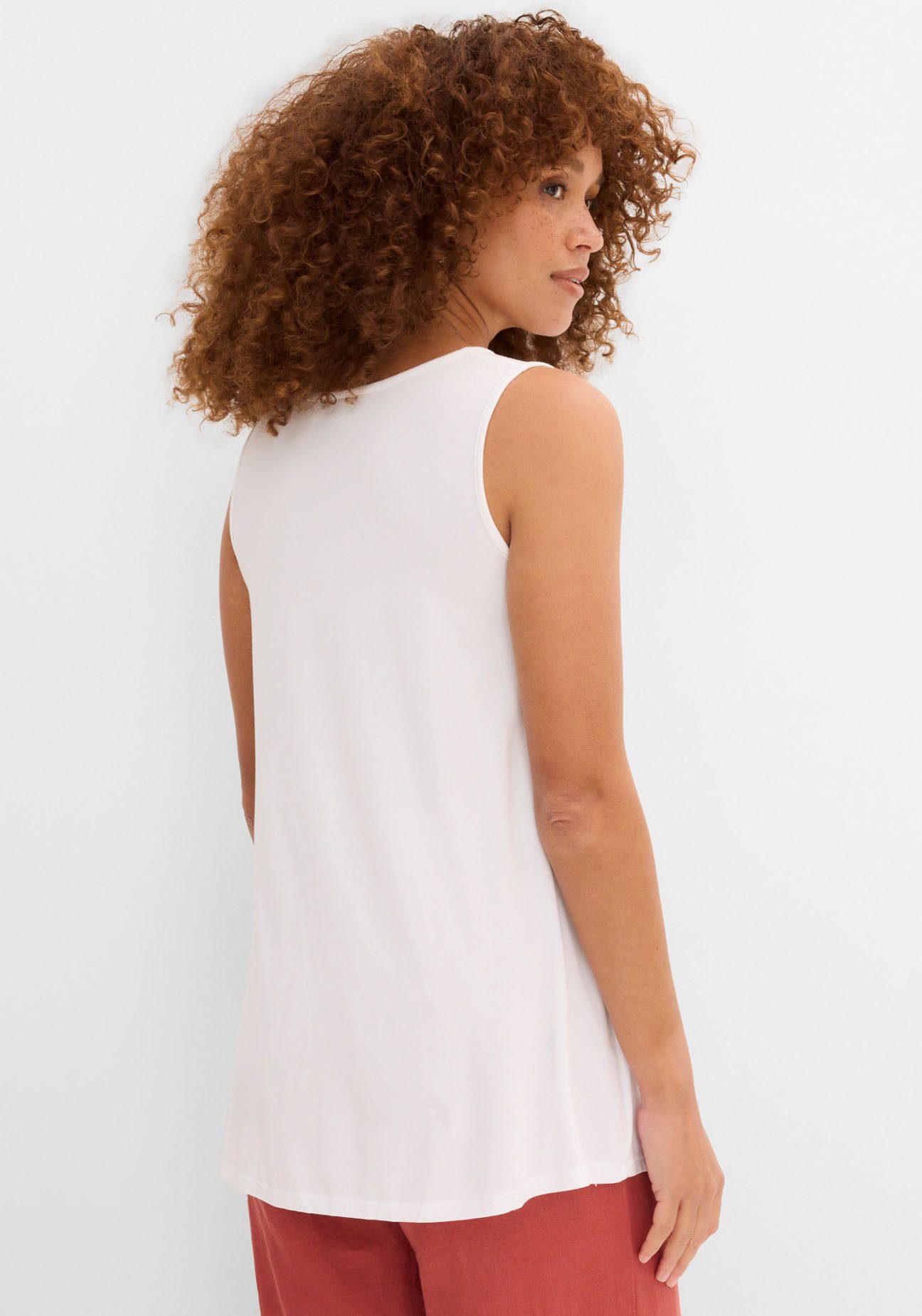 bonprix Shirttop (Packung, 2-tlg) Longtop in dezenter A-Linie, ärmellos, Viskose-Jersey mit Stretch