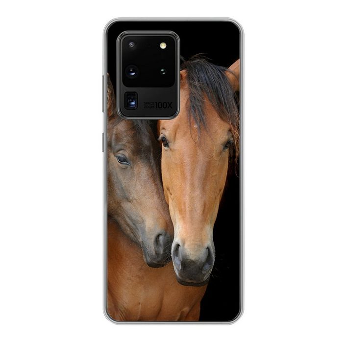 MuchoWow Handyhülle Pferde - Liebe - Braun Phone Case Handyhülle Samsung Galaxy S20 Ultra Silikon Schutzhülle