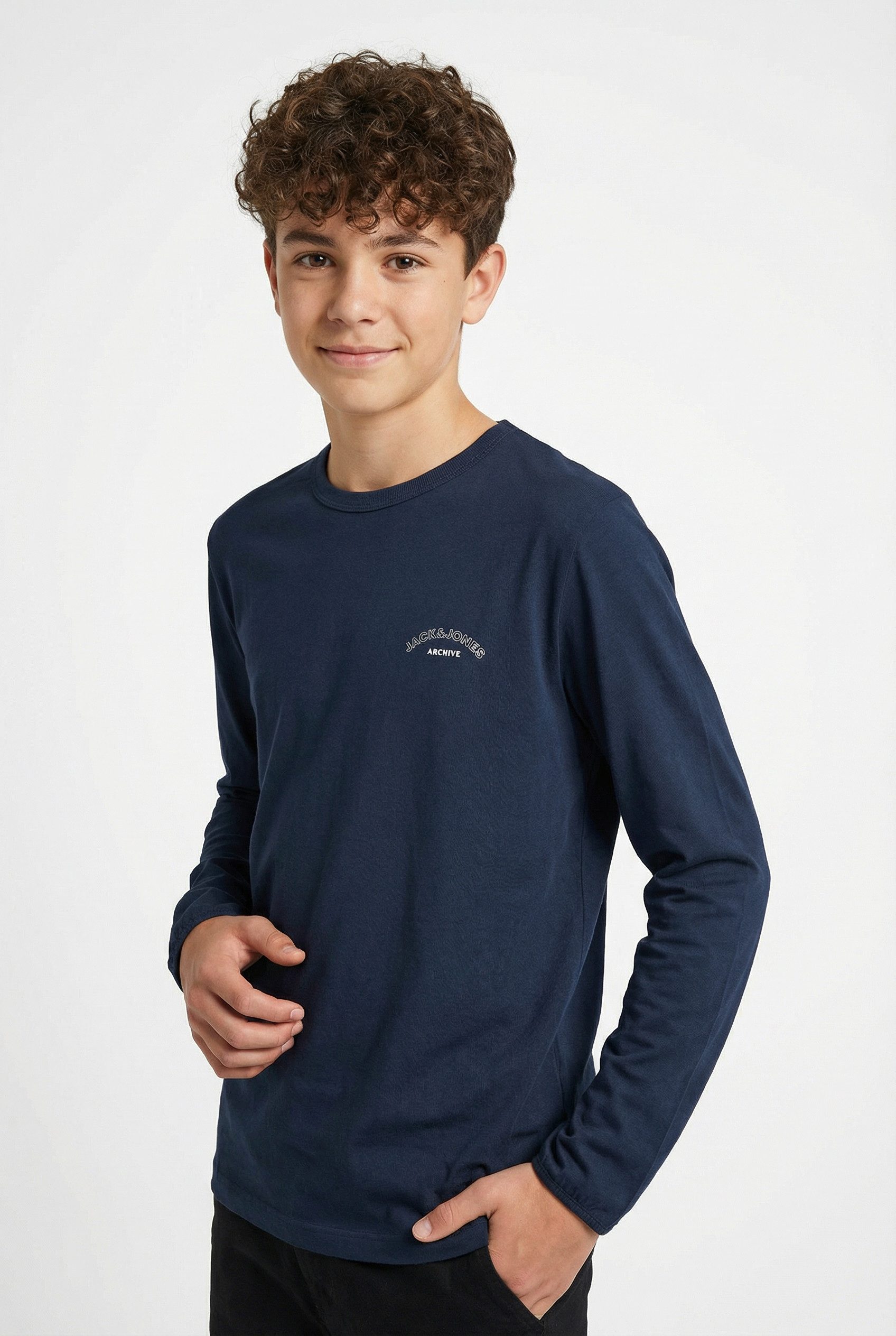 Jack & Jones Junior Langarmshirt JJCOLLEGE LOGO TEE LS CREW 2PK MP JNR (Packung, 2-tlg)