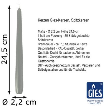Gies Kerzen Spitzkerze 100 (2x50Stk) Gies Premium Spitzkerzen, 24,5 x 2,35 cm, grau