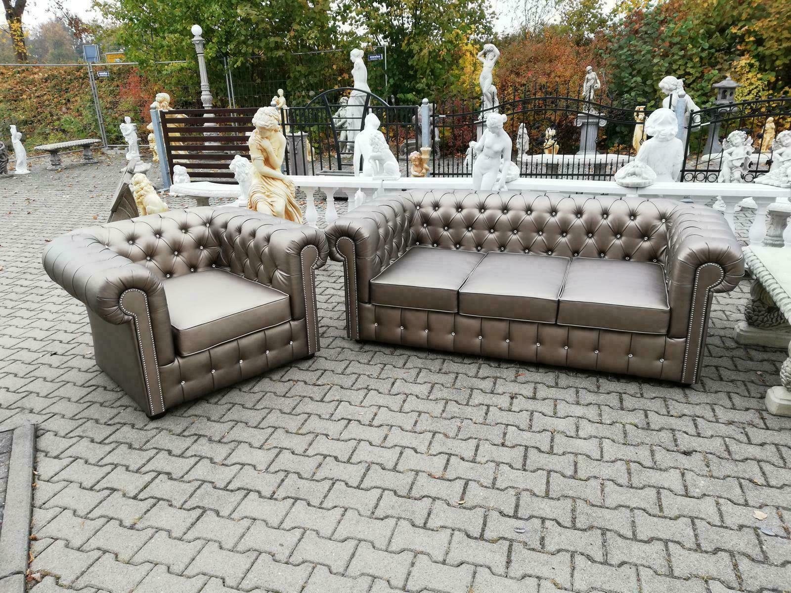 Sofa in Made Sofagarnitur Sofas, Modern Luxuriöse braune JVmoebel Chesterfield Europe Neu