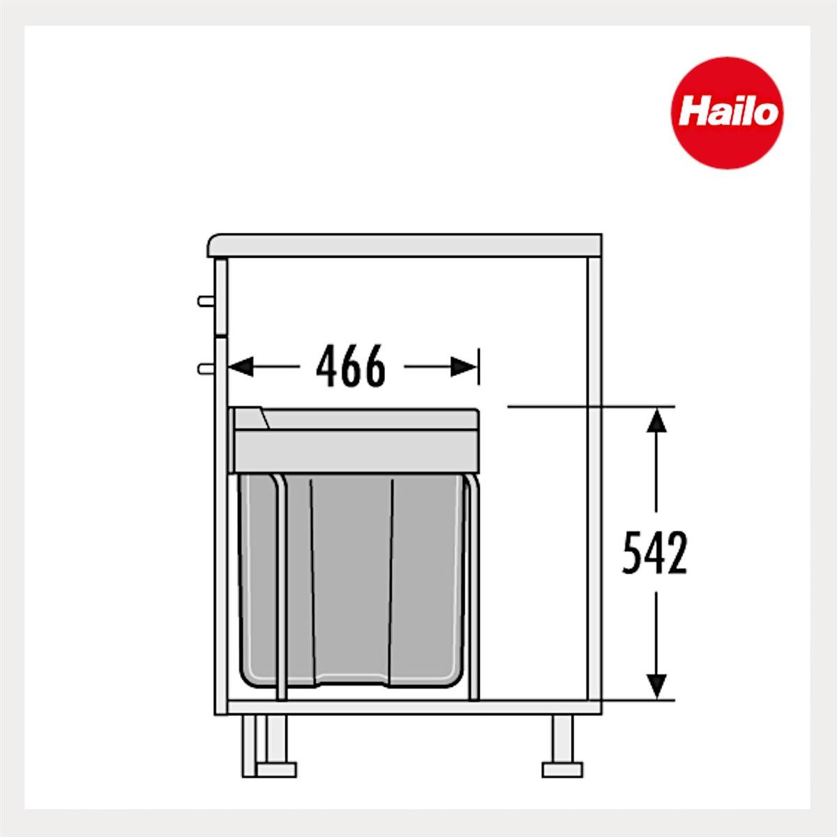 Hailo Einbaumülleimer Hailo Abfallsammler 3668401 TE Swing Easy-Cargo 42 Liter, für Schrankbreite ab 400 mm Breite mit Drehtür