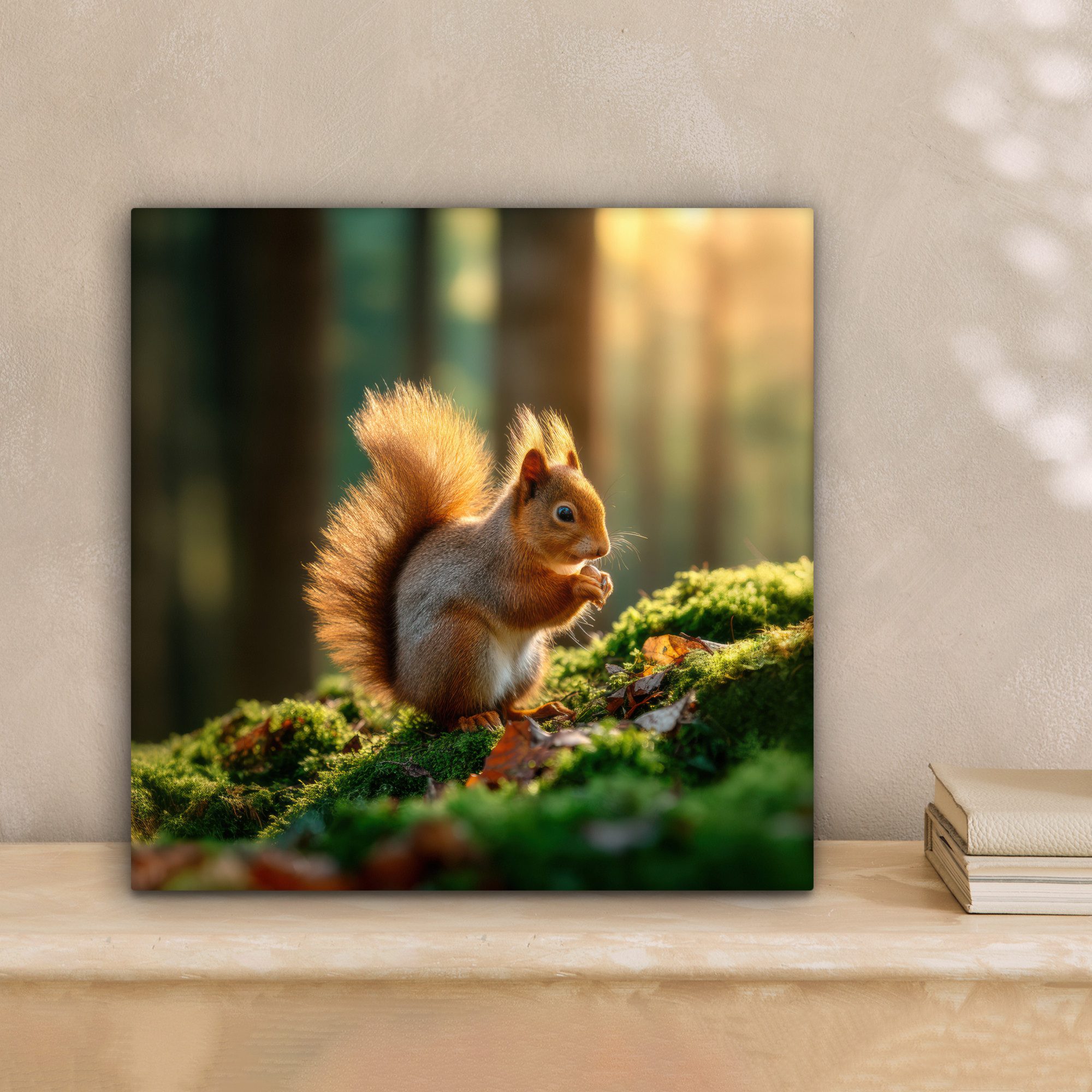 OneMillionCanvasses® Leinwandbild Eichhörnchen - Nuss - Gras, Fotodruck (1 günstig online kaufen