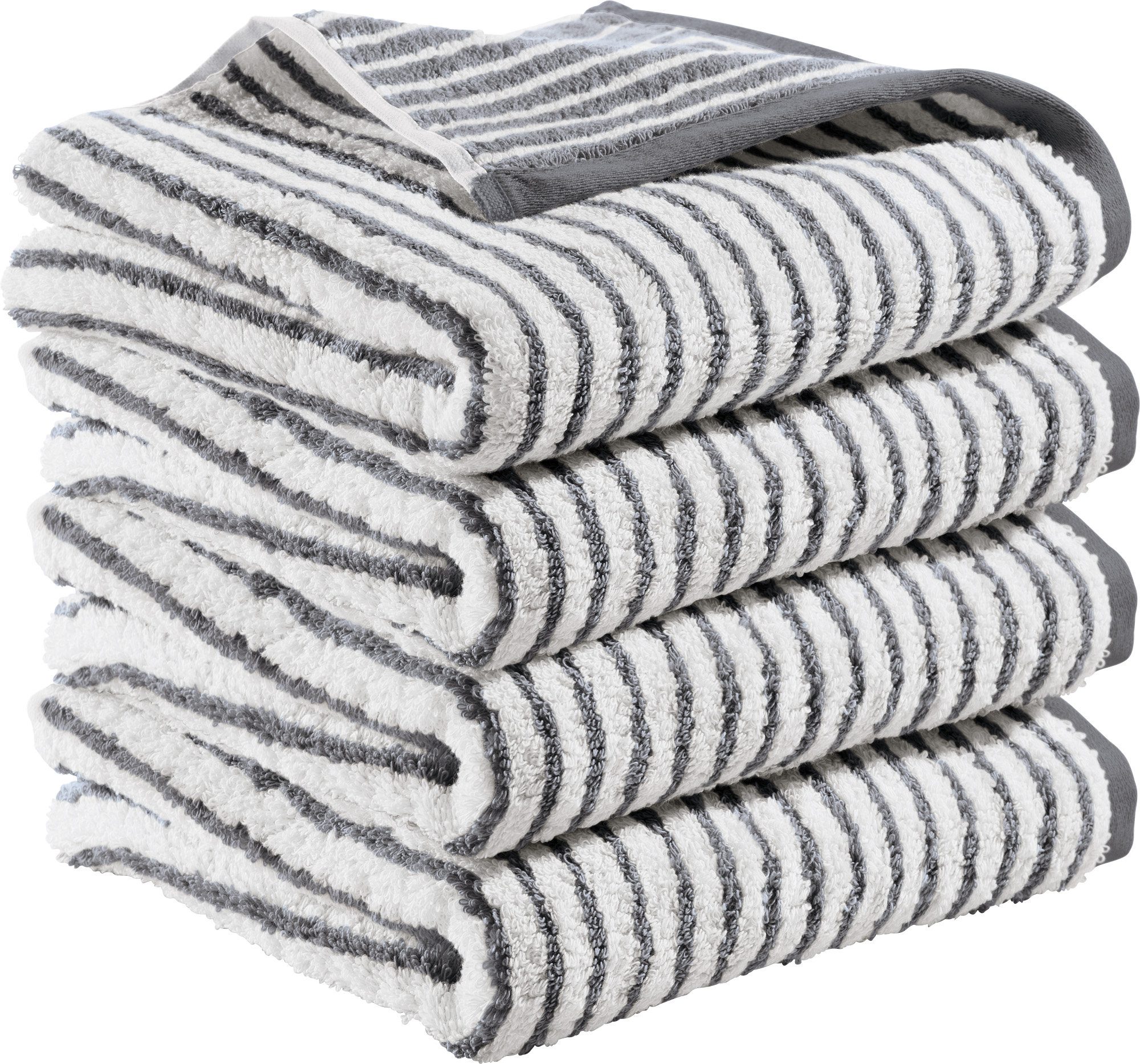 Erwin Müller Handtuch Handtuch "Konstanz" 4er-Pack Streifen, Jacquard, Walk-Frottier Streifen