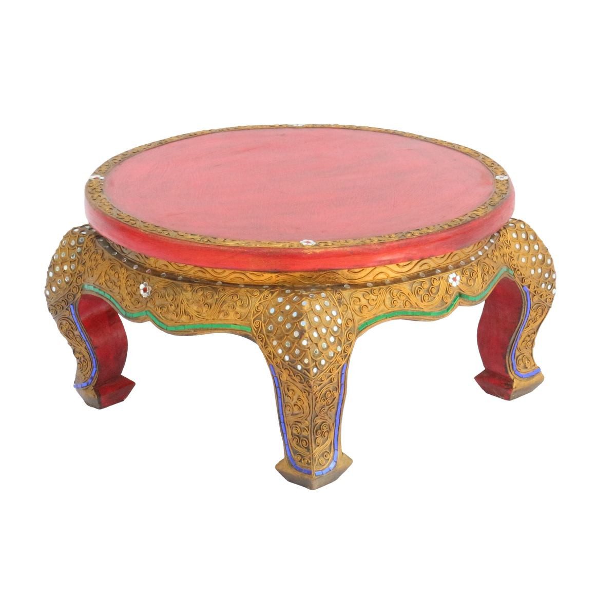 Oriental Galerie Opiumtisch Opiumtisch Rund Rot 50 cm, Asiatische Möbel, Beistelltisch, Couchtisch