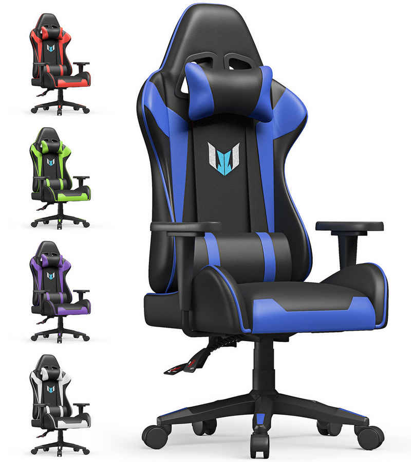 BIGZZIA Gaming Chair Gamer Stühle mit Lendenkissen, Höhenverstellbar, mit Kopfstütze, Computerstuhl Ergonomisch