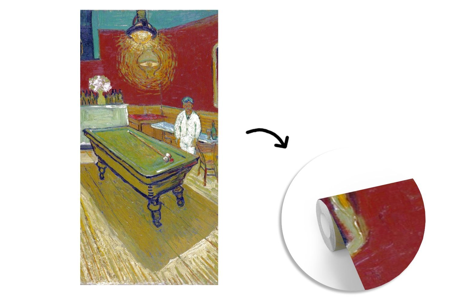 MuchoWow Fototapete Schlafzimmer Das Nachtcafé van Wohnzimmer bedruckt, Küche, Fototapete für Matt, St), Vliestapete - (2 Vincent Gogh