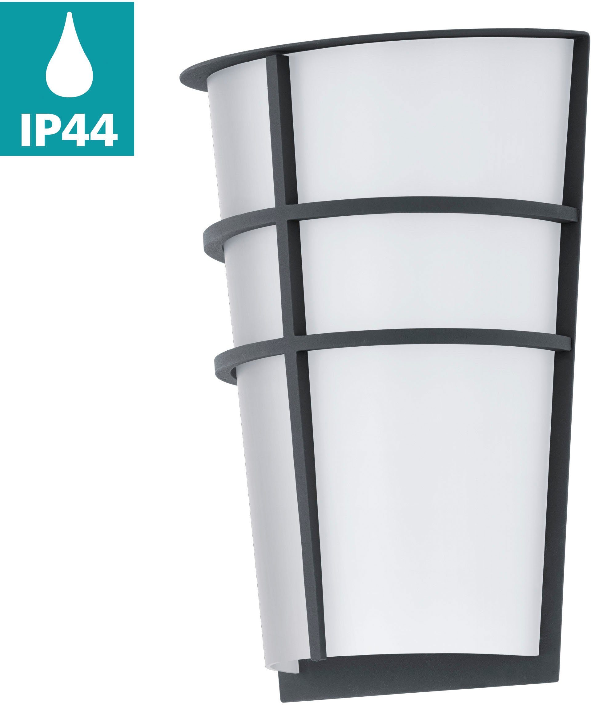 EGLO LED Außen-Wandleuchte BREGANZOP, LED fest integriert, Warmweiß, Eckmontage möglich, LED tauschbar