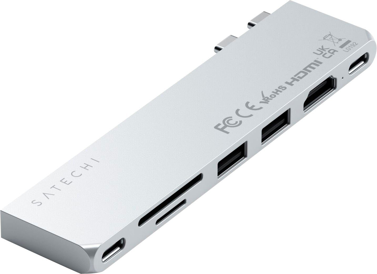 Satechi USB-C Pro Hub Slim Adapter Laptop-Adapter USB-C zu SD-Card, HDMI, USB Typ A, USB Typ C, MicroSD-Card, USB 4.0