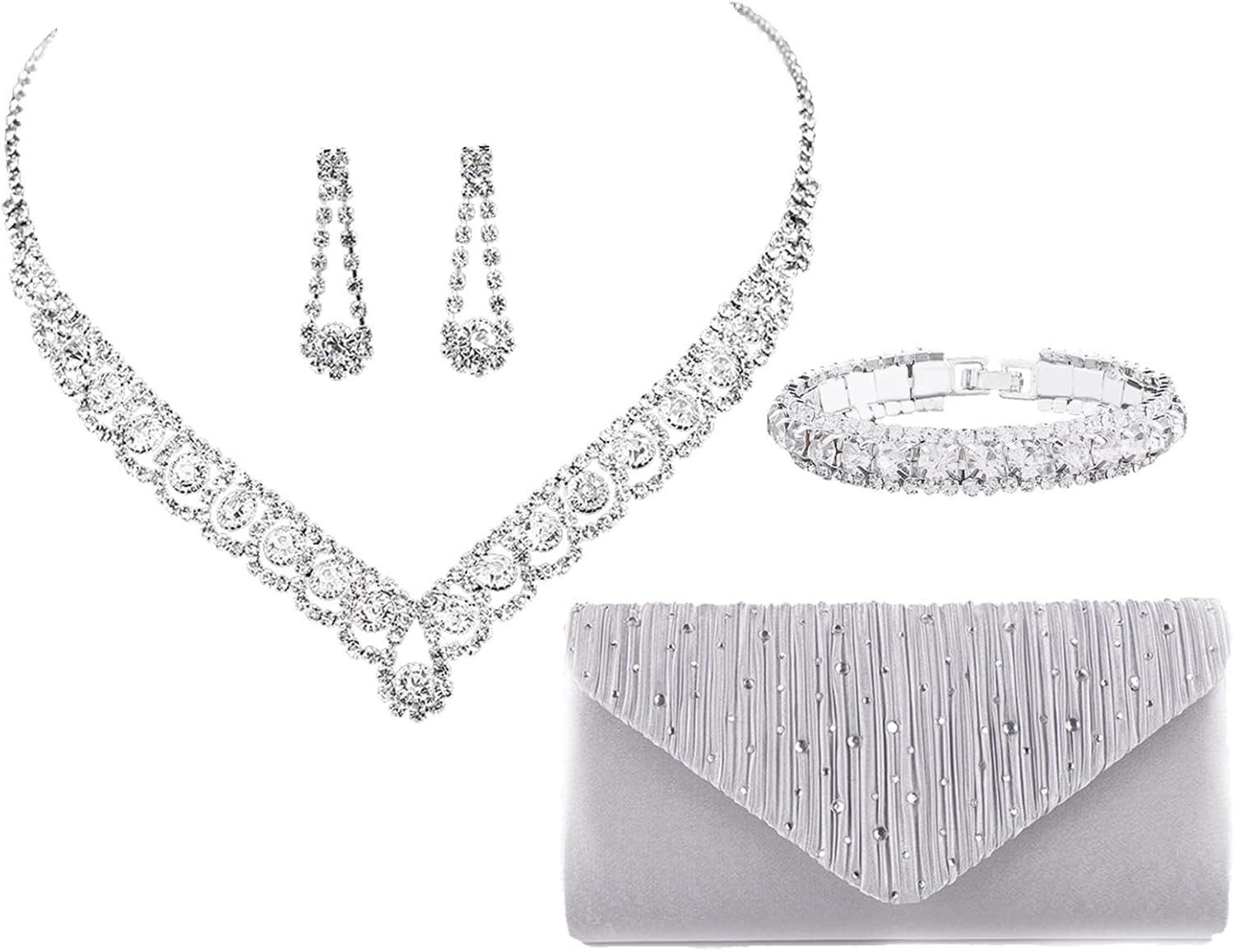 Bextsrack Schmuckset Hochzeits- und Abendessen-Schmuck-Set, Halskette, Ohrr günstig online kaufen