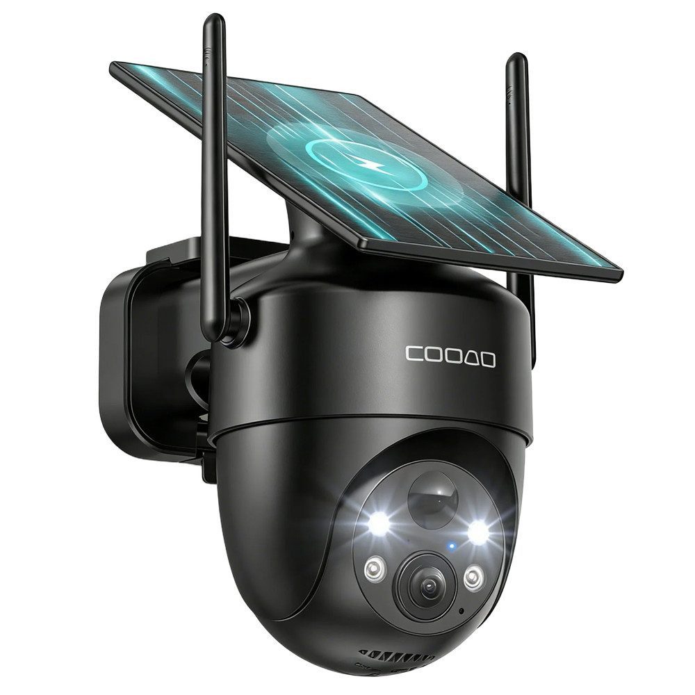 Topcony Überwachungskamera COOAU 2K Outdoor WLAN Überwachungskamera Aussen Akku Solar PTZ (Außenüberwachung, Außen, Outdoor, Außenbereich, Aussen, 1-tlg., Kamera Überwachung Aussen mit Kabellose Installationsfreie Solarpanel, KI-Erkennung, 360°-Überwachung, Farbnachtsicht, Zwei-Wege-Audio)