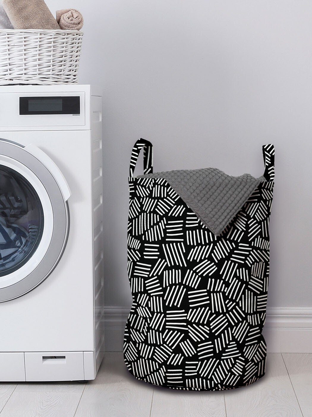 Abakuhaus Wäschesäckchen Wäschekorb Unregelmäßige Waschsalons, Abstrakt Stripes Griffen Dashes Kordelzugverschluss für mit