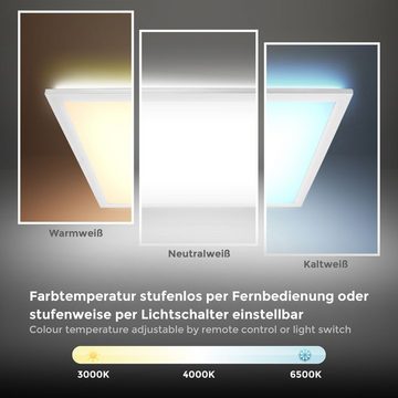 B.K.Licht Deckenleuchte LED Deckenlampe Fernbedienung - BKL1493, Dimmfunktion, LED fest integriert, Kaltweiß, Neutralweiß, Warmweiß, Farbtemperatursteuerung indirektes Licht 295x295x60 mm