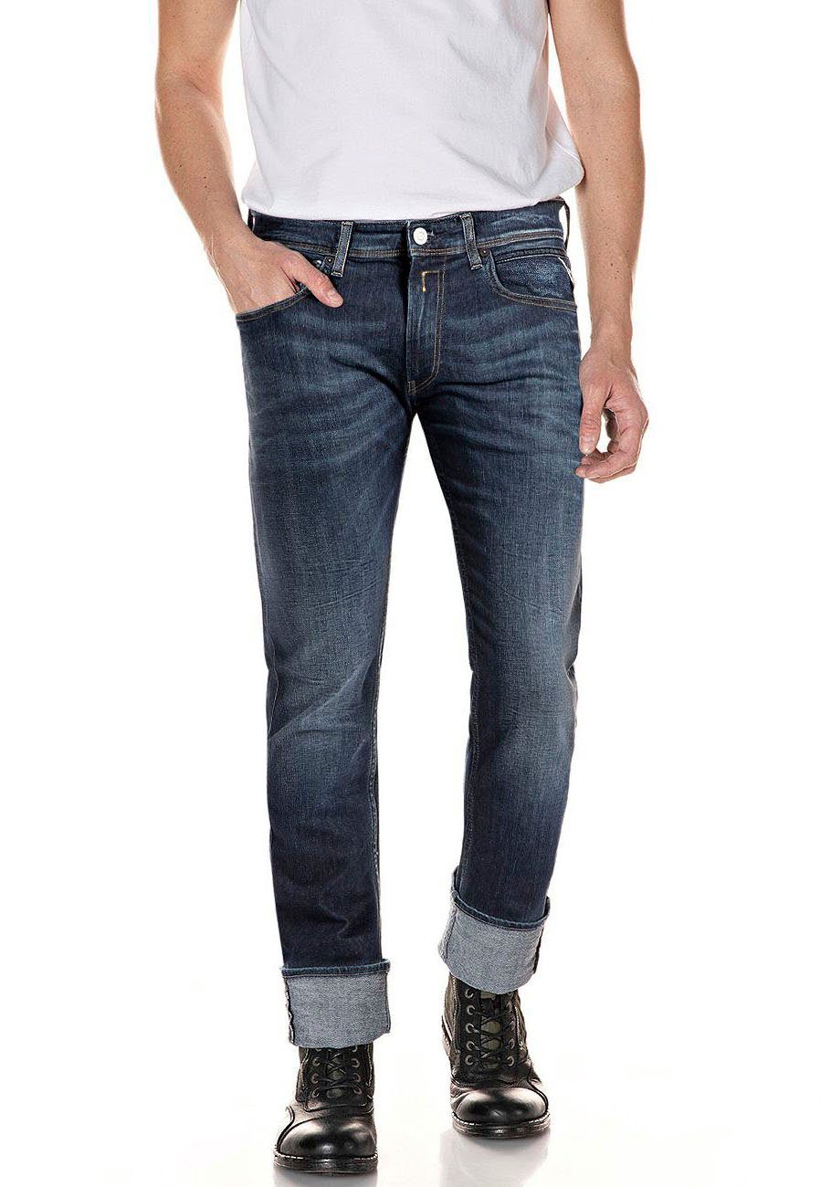 Replay Straight-Jeans GROVER in vielen verschiedenen Waschungen, mit Stretch dk blue