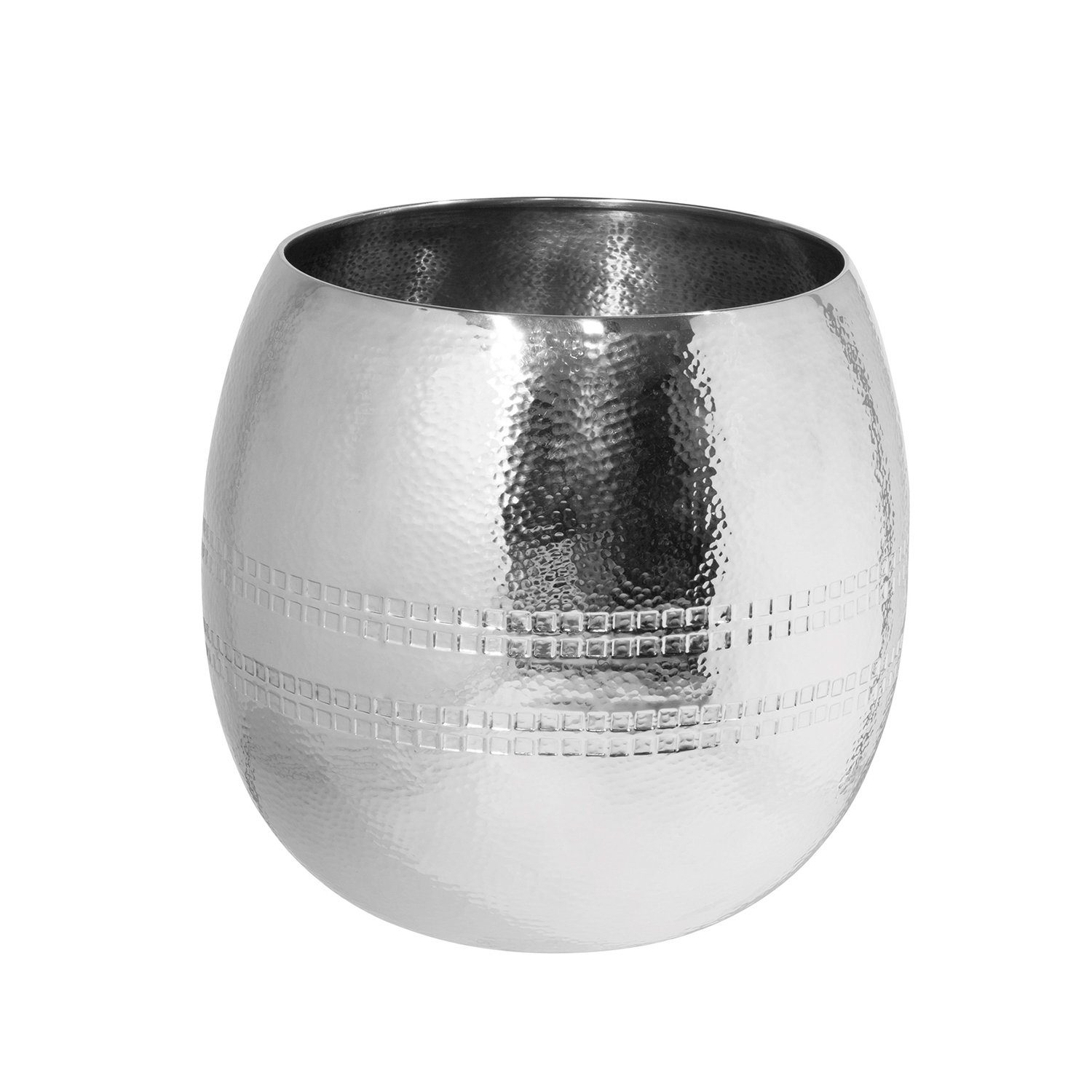 Fink Übertopf CARUS Übertopf - silber - Edelstahl - H. 23,5cm x B. 25cm x D. 25cm (1 St., Pflanzhülle - Töpferhülle), Blumentopf mit Topfuntersetzer - Dekotopf & Pflanzübertopf Set