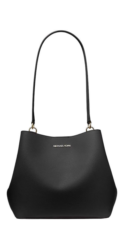 MICHAEL KORS Handtasche Michael Kors Pratt Shoulder Bag Schwarz Coated Canvas & Gold-Hardware