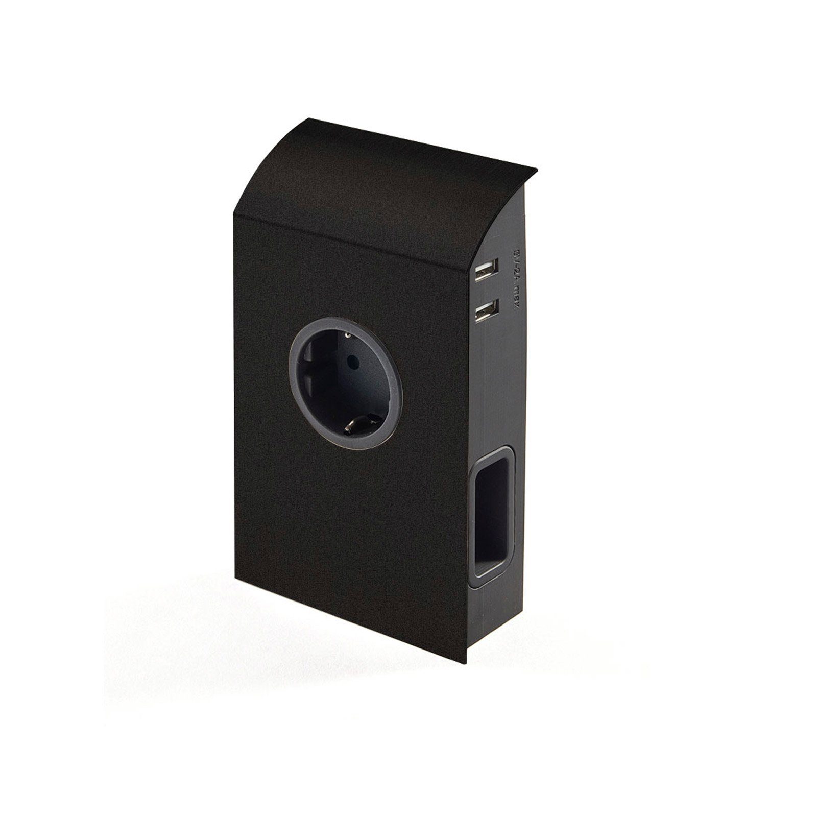 SO-TECH® Unterbau- Anbausteckdose 1x Schuko / 2x Euro / 2x USB Einbau-Tischsteckdose, Oberfläche: schwarz / 170 x 100 x 42 mm