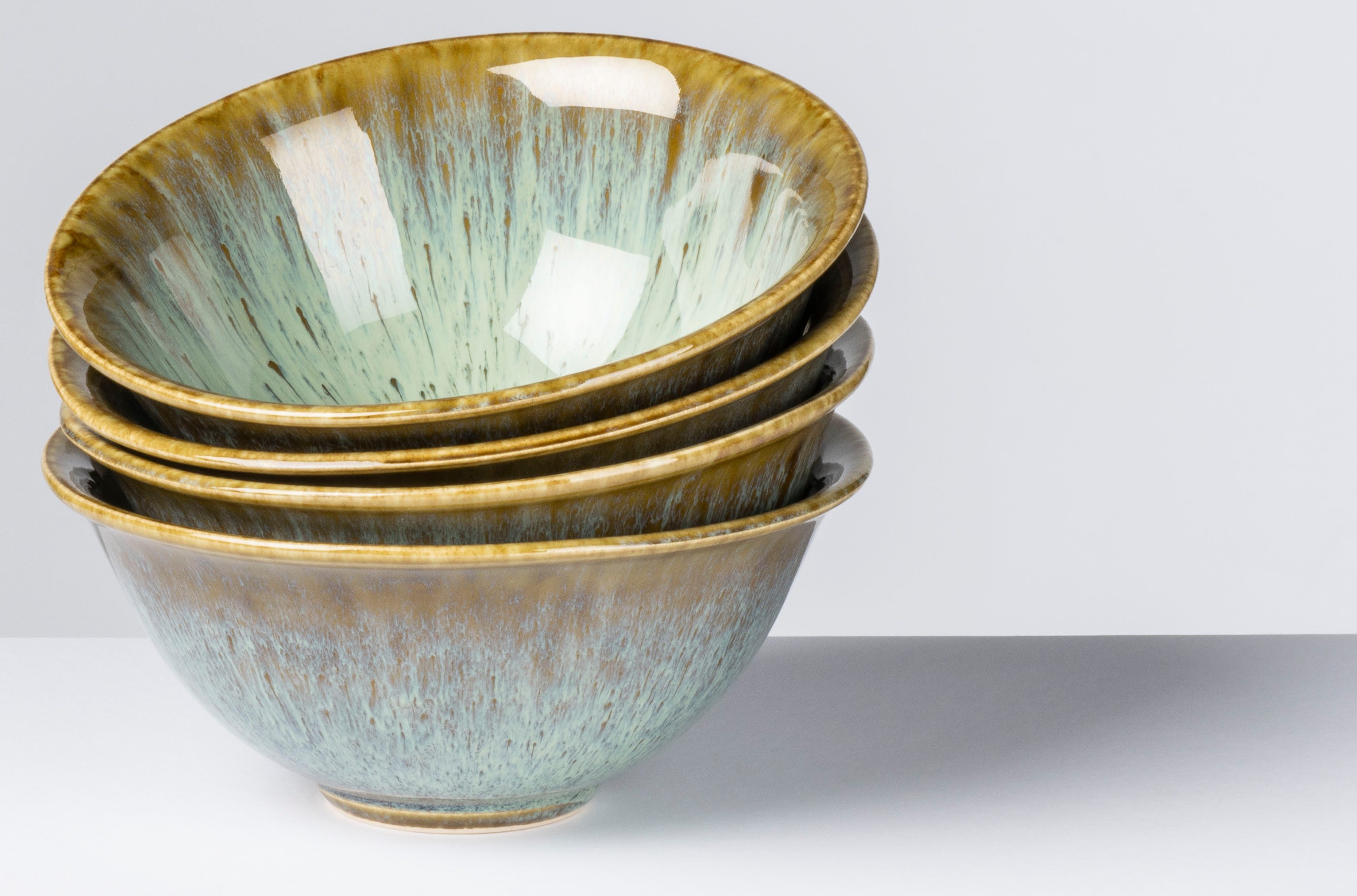 Gipfelstück Müslischale Flussufer, Steinzeug, (Set, 4-tlg), Reaktivglasur, außergewöhnlicher, visueller Farbverlauf, Ø 15 cm