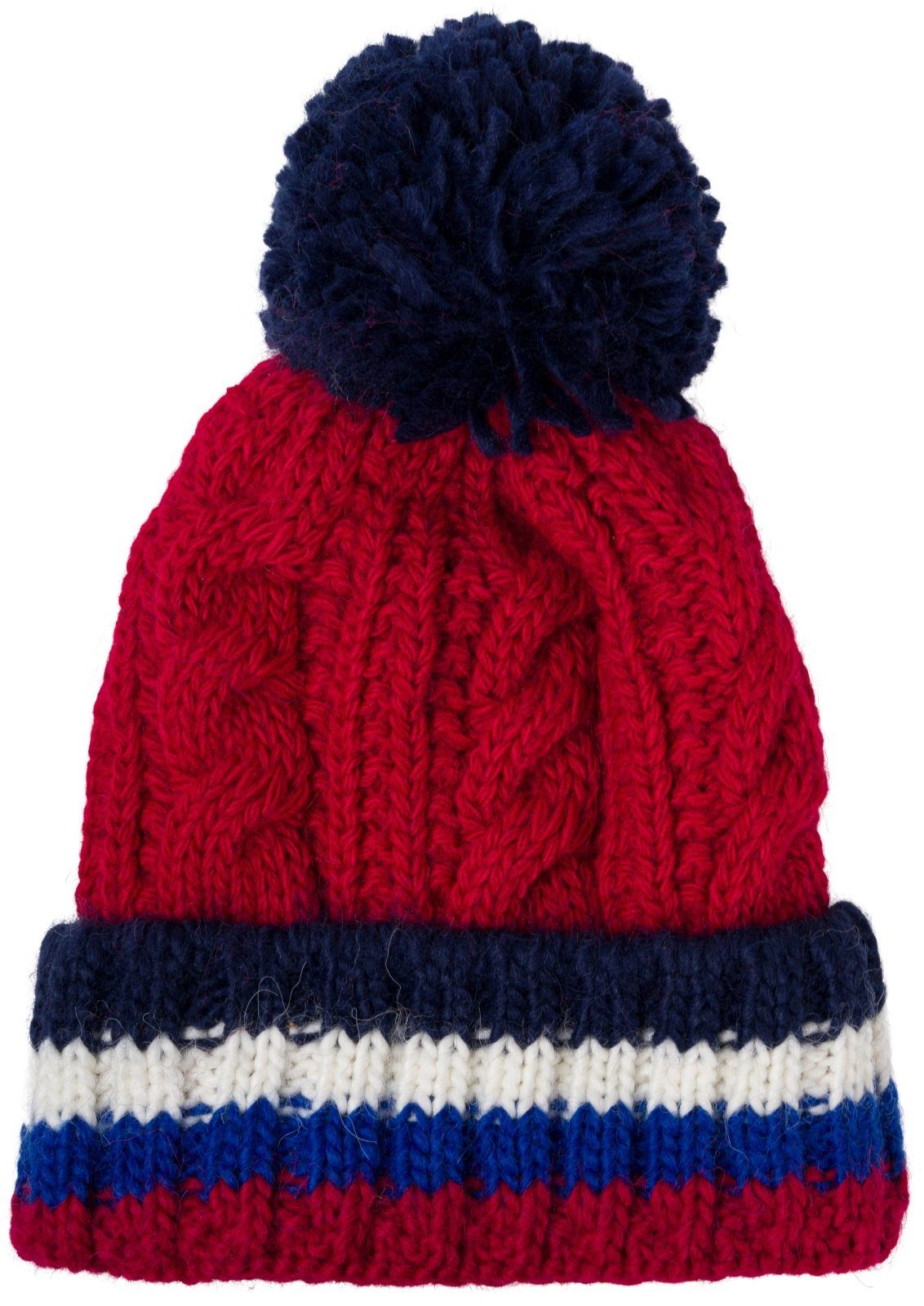 styleBREAKER Strickmütze Kinder Strick Bommelmütze Zopfmuster (1-St)