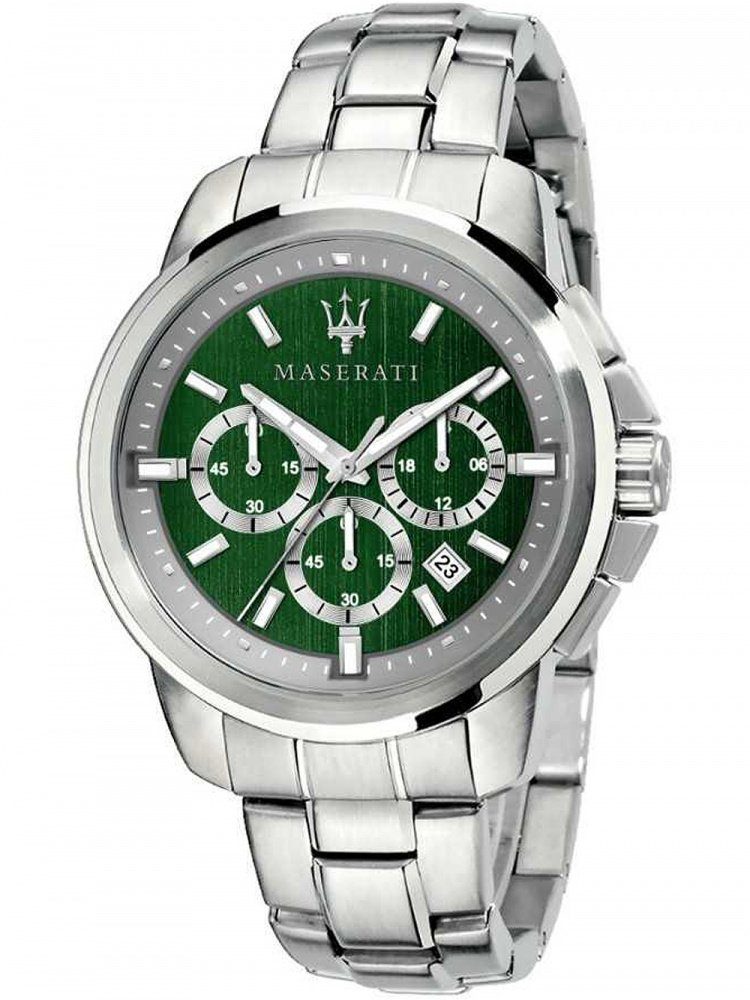 MASERATI Quarzuhr grün, Successo Chronograph silber R8873621017 5ATM 44mm Maserati