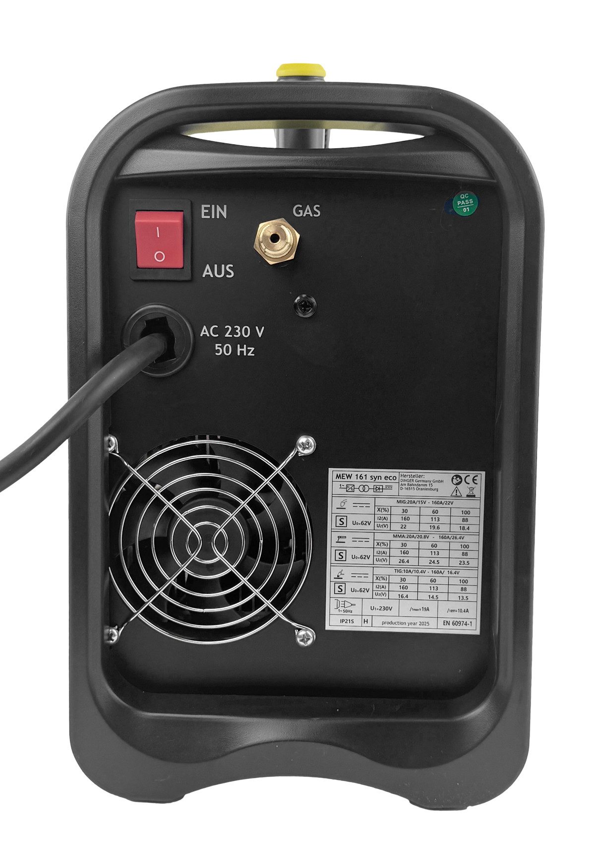 WELDINGER Schutzgasschweißgerät MIG/MAG-Schweißinverter MEW 161 SYN eco synergisch (Fülldraht WIG MMA), 30 - 160 A, 7-tlg., Arbeitslicht – Bild 4 von 5