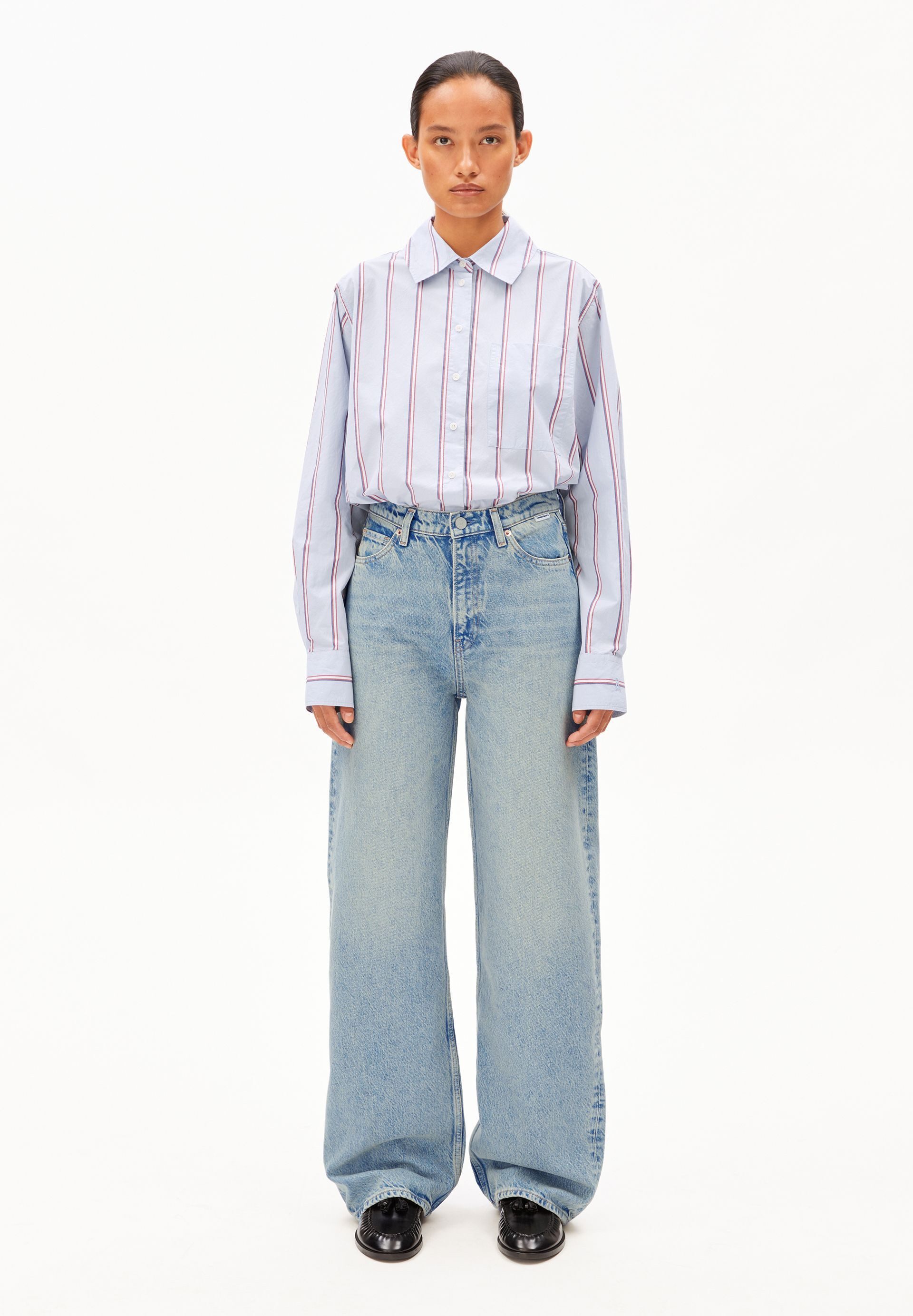 Armedangels Weite Jeans ENIJAA Wide Leg Jeans aus recyceltem Baumwoll-Mix (Non-Stretch, Regular Fit) High waist