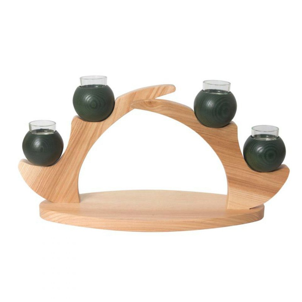 Kuhnert Schwibbogen Kuhnert Schwibbogen / Tischleuchter 4 Kerzen grün, Handarbeit aus dem Erzgebirge