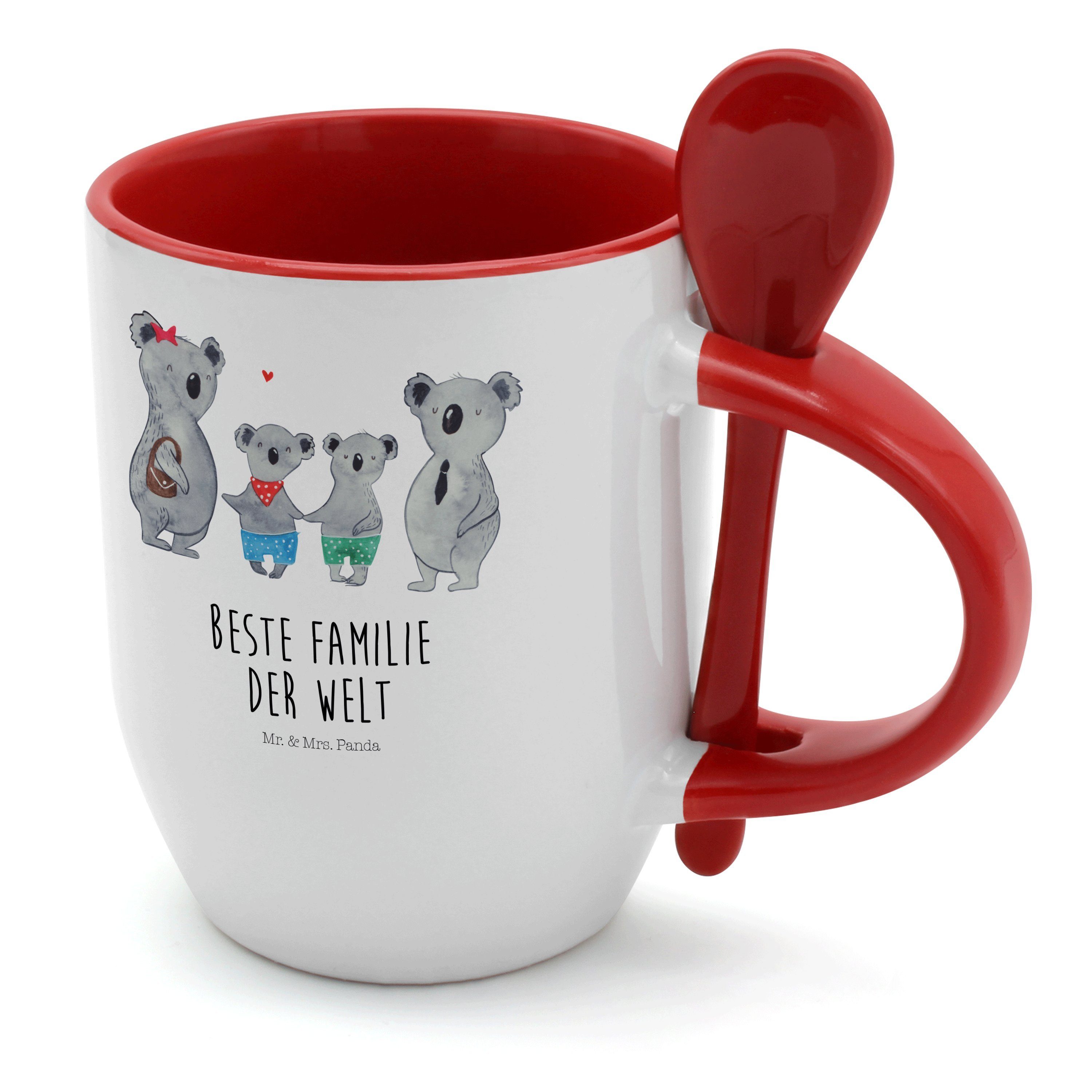 Mr. & Mrs. Panda Tasse Geschenk, m, zwei mit - Koala Familie Löffel, Tasse Tasse Keramik Weiß - Mama