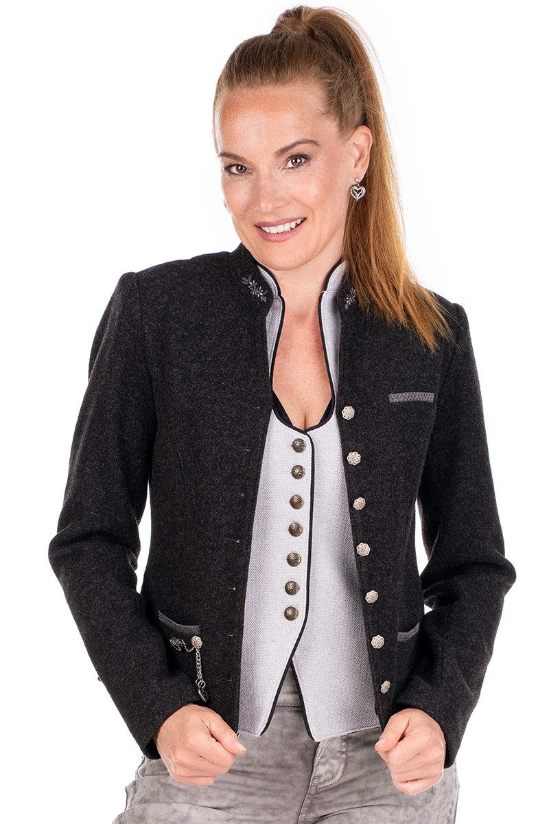 Spieth & Wensky Trachtenjanker Walkjacke Damen - GOSAU - dunkelgrau günstig online kaufen