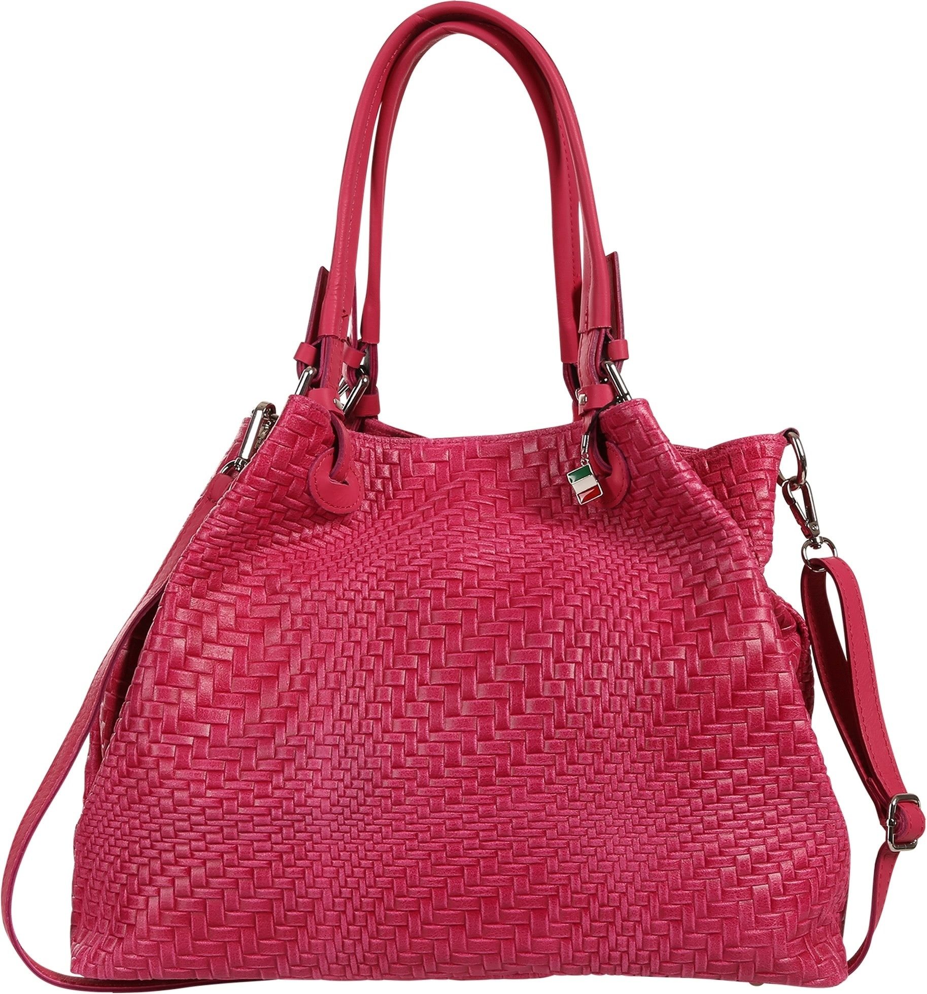 FLORENCE Handtasche Florence Damen Handtasche Echtleder (Handtasche), Damen Handtasche, Umhängetasche Leder, fuchsia, pink ca. 31cm
