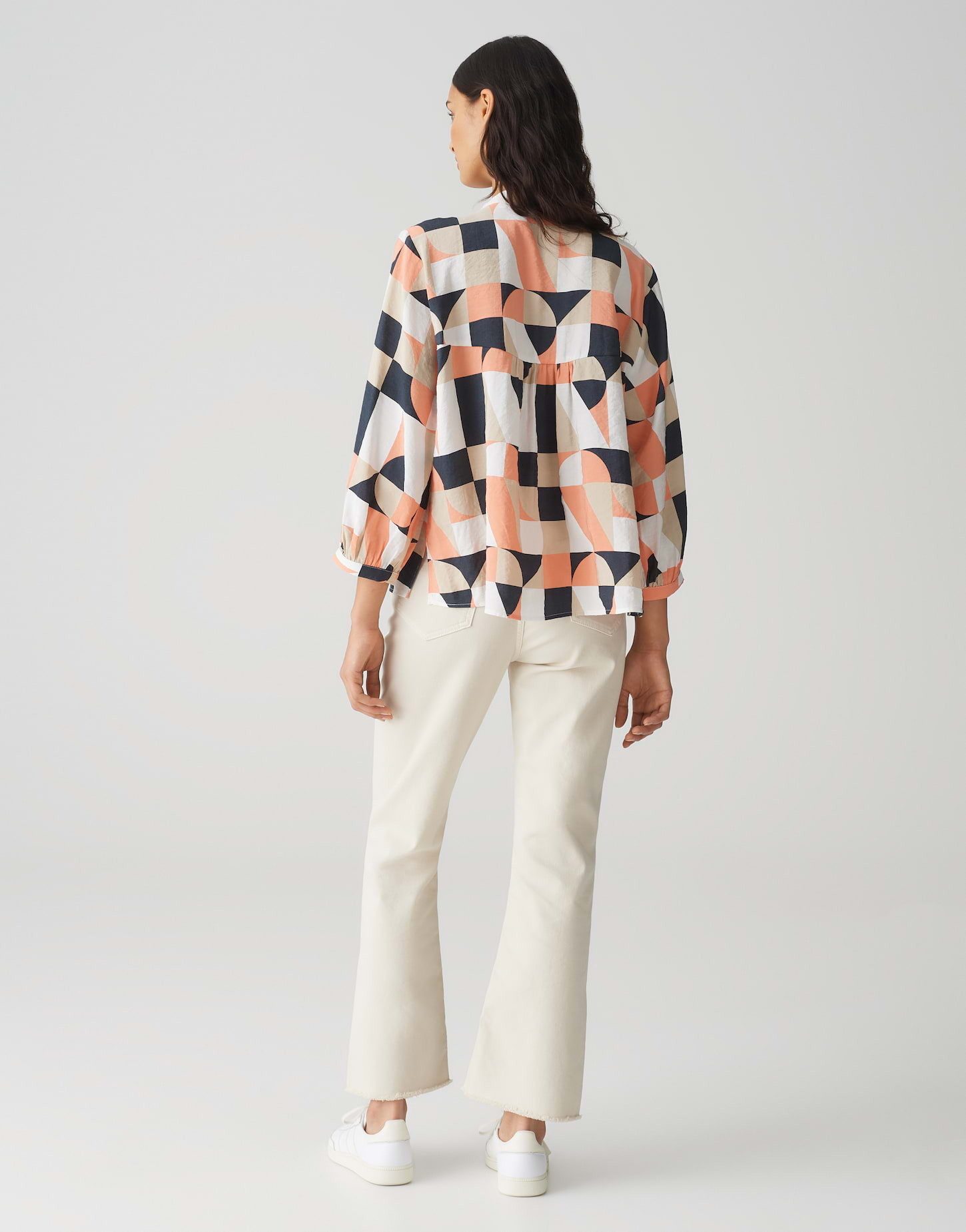 OPUS Kurzarmbluse FALINDE Loose aus matt glänzedem Modal Mix