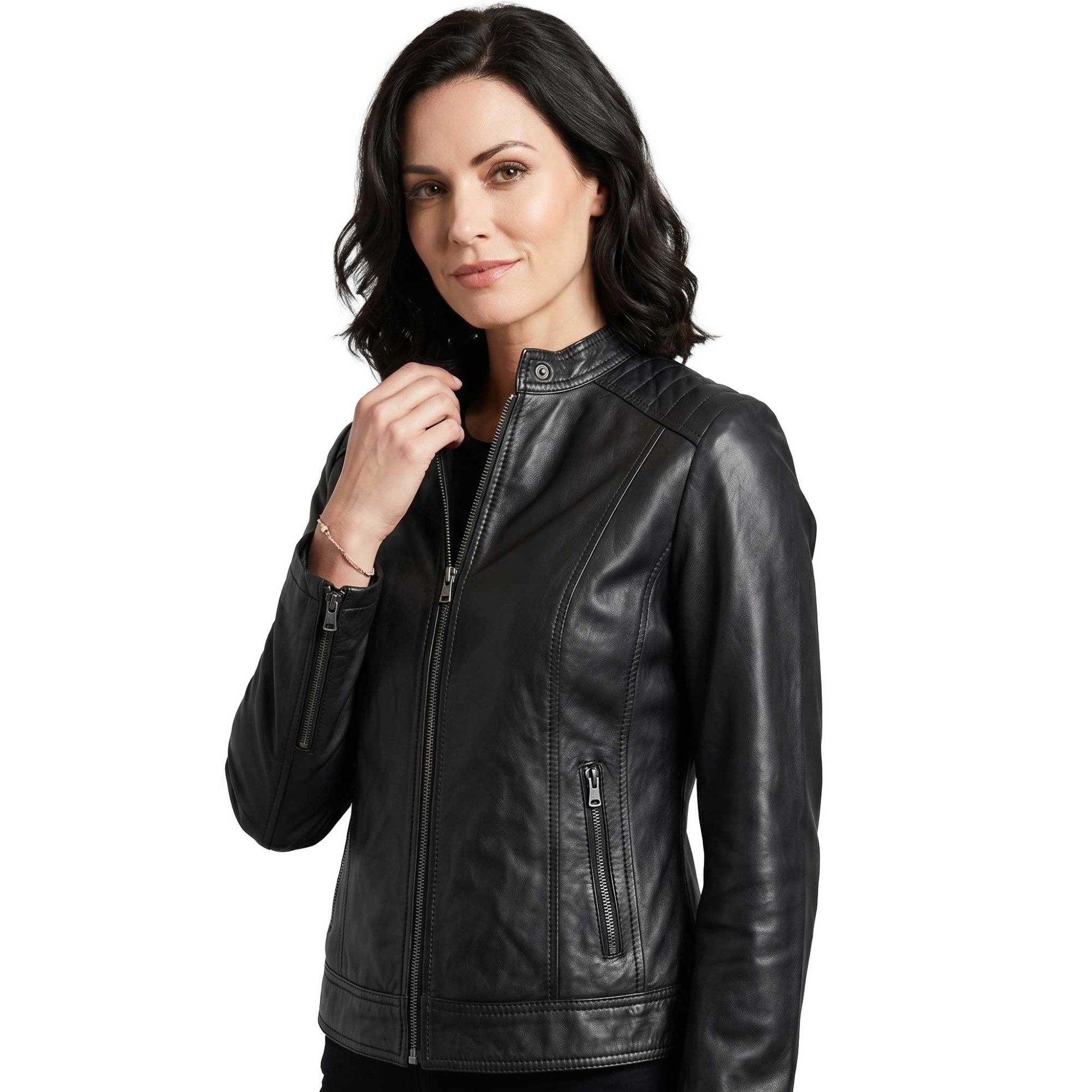 7eleven Lederjacke Marylin 7eleven - Damen Lederjacke Lammnappa schwarz