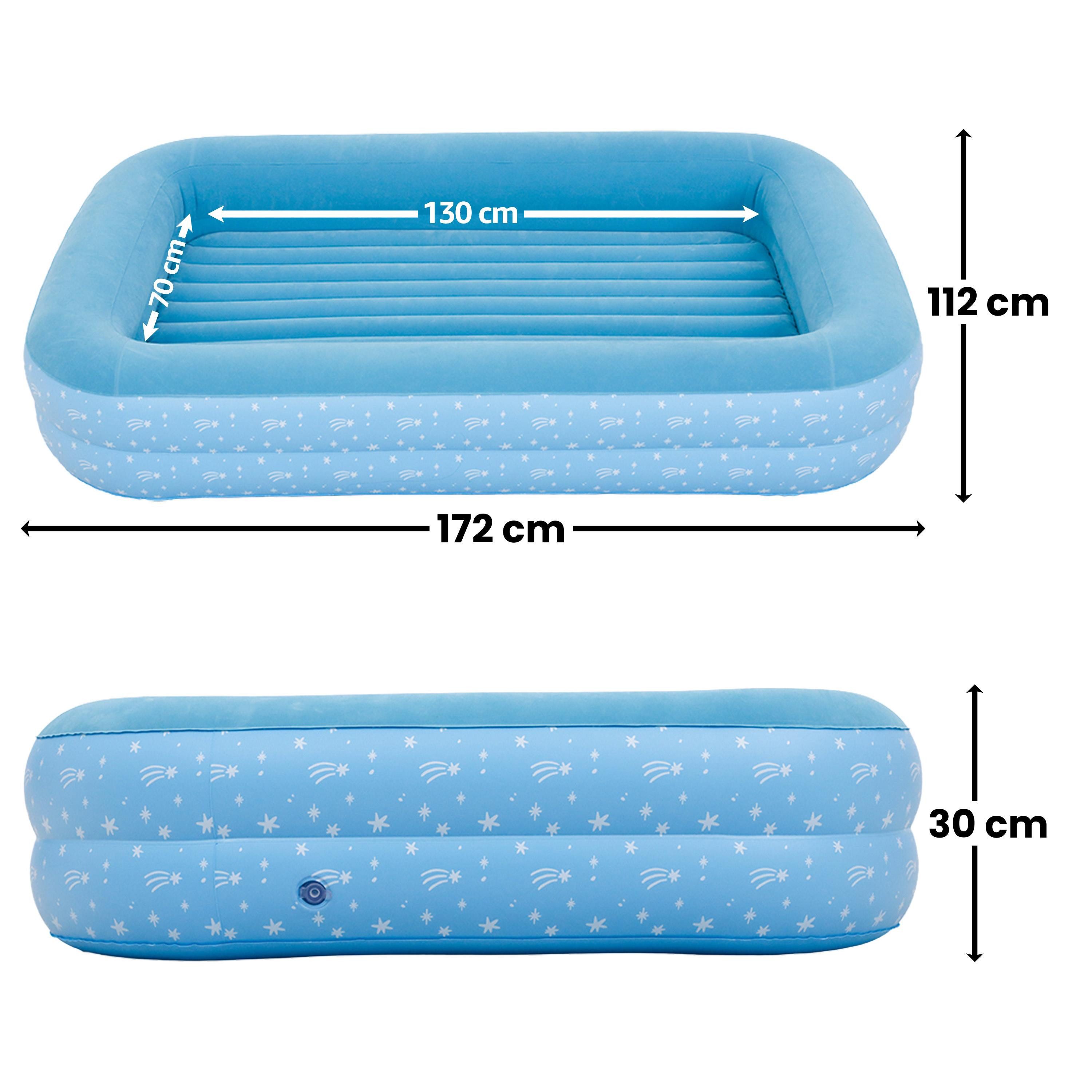 Avenli Luftbett Luftmatratze für Kinder blau mit Pumpe, (Reisebett blau, 1-tlg., Kinderluftbett 172x112x30cm), Luftmatratze mit erhöhtem Rahmen